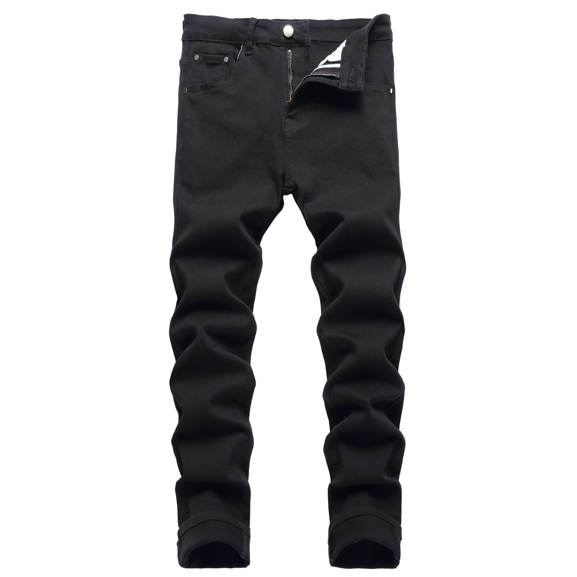 Men's Skinny Stretch Ripped Denim Jeans Slim Fit Distressed Tapered Leg - Black 30