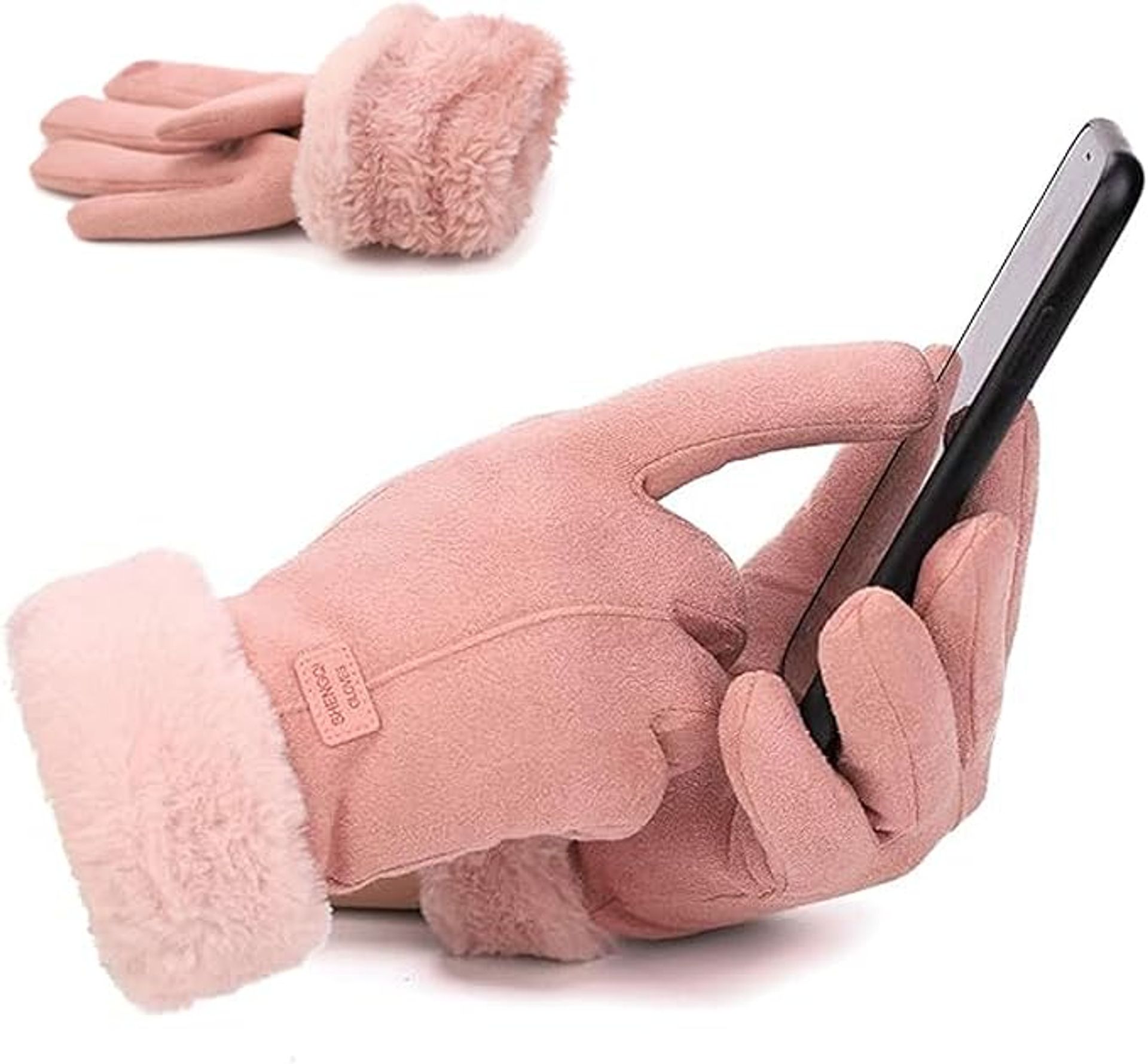 Women's Pink Touch Screen Gloves with Plush Lining - Size M | Stretchy Fit & Warmth