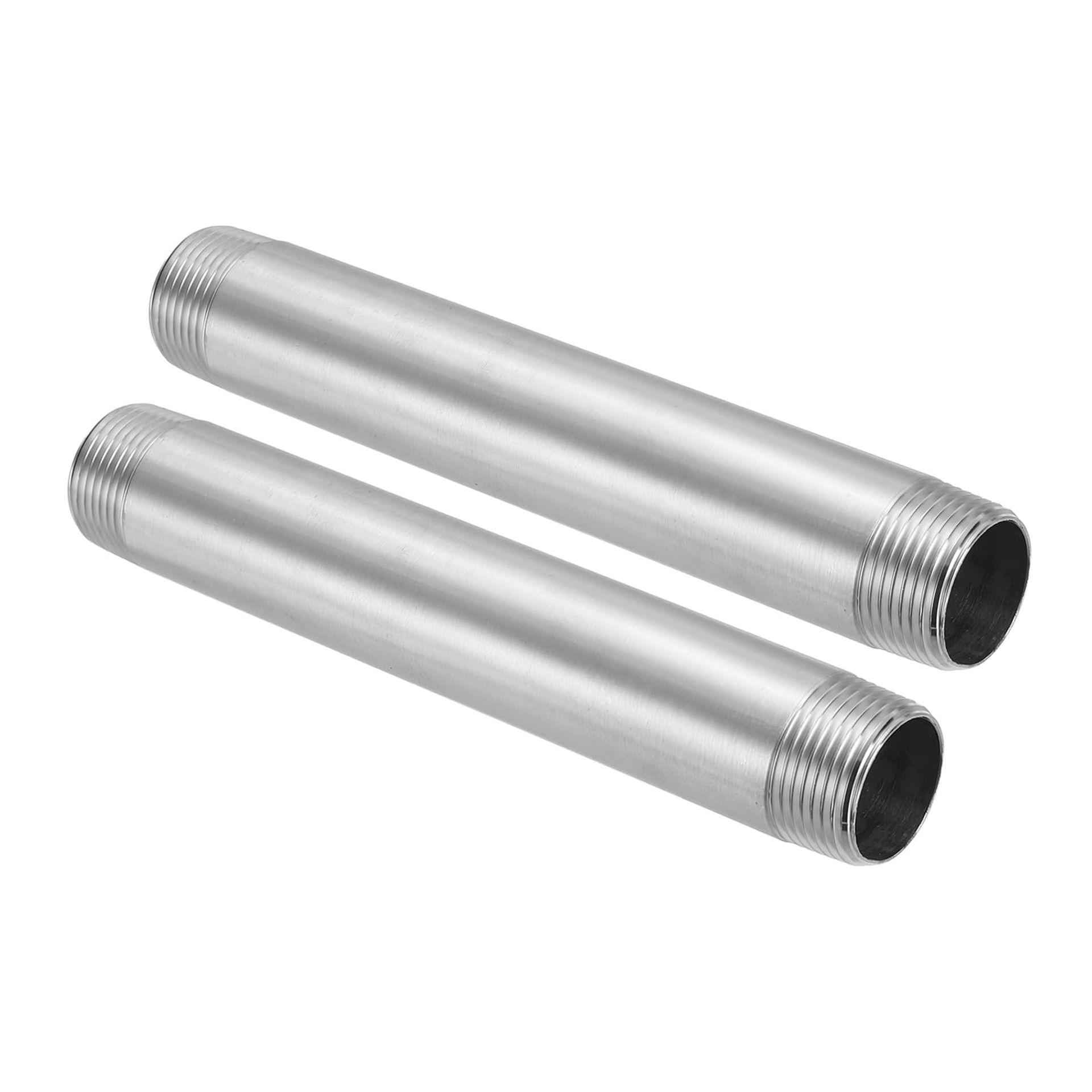 304 Stainless Steel Pipe Fittings 1" NPT Male Thread Coupling, 200mm Length, 2 Pack - Durable Corrosion Resistant Connector