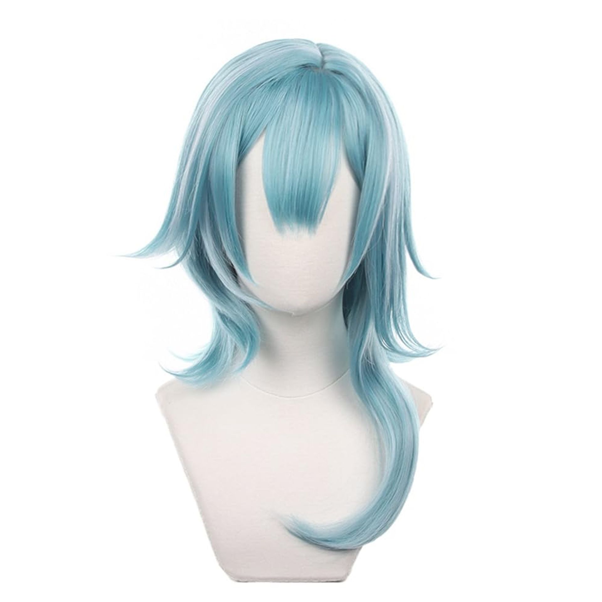 Eula Cosplay Wig Genshin Impact Character Style Heat Resistant Synthetic Fibre Costume Accessory - Turquoise