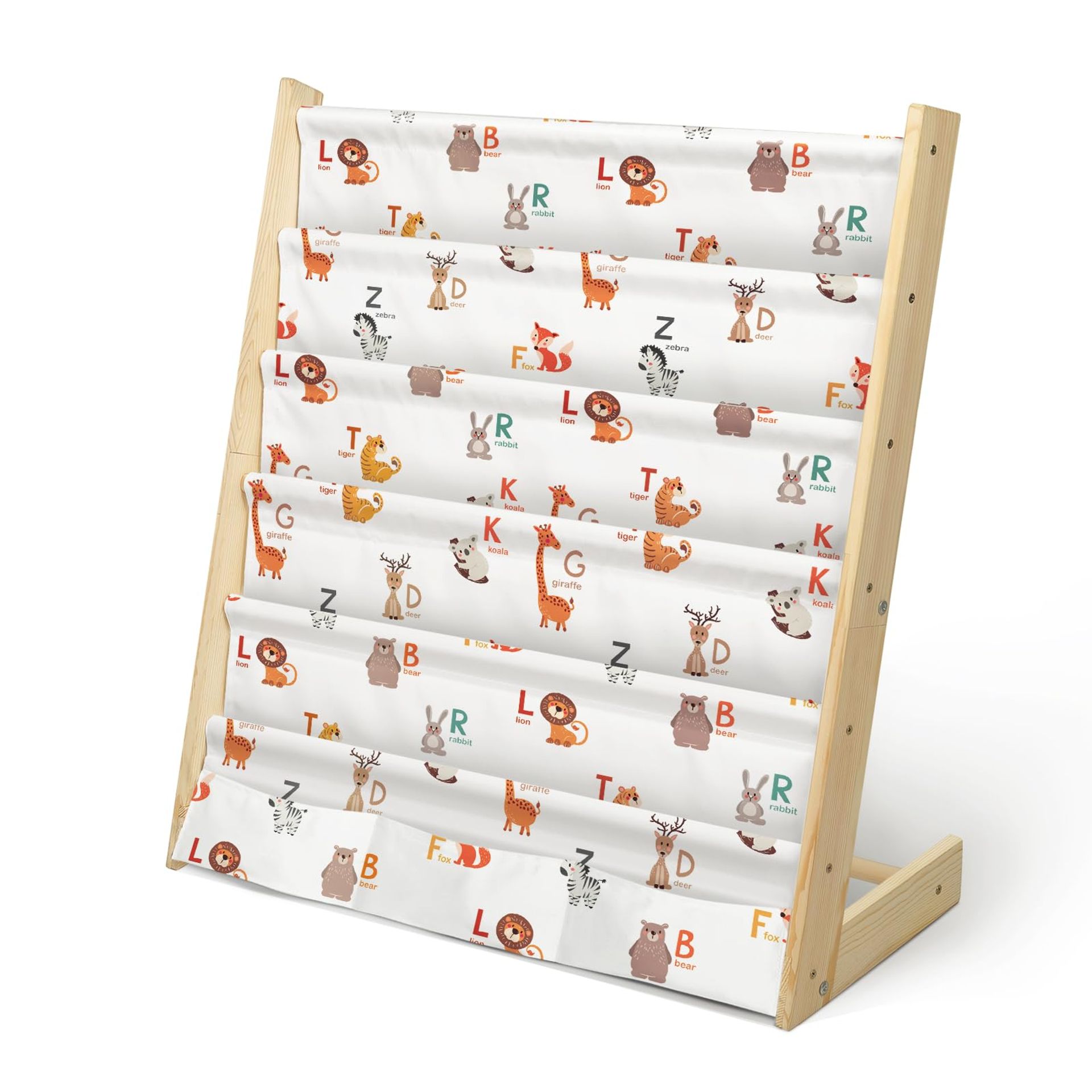 Wooden Children's Sling Bookshelf 5 Tier Bookcase & Toy Storage with Deep Sleeves - Professional Character 63x30x73 cm