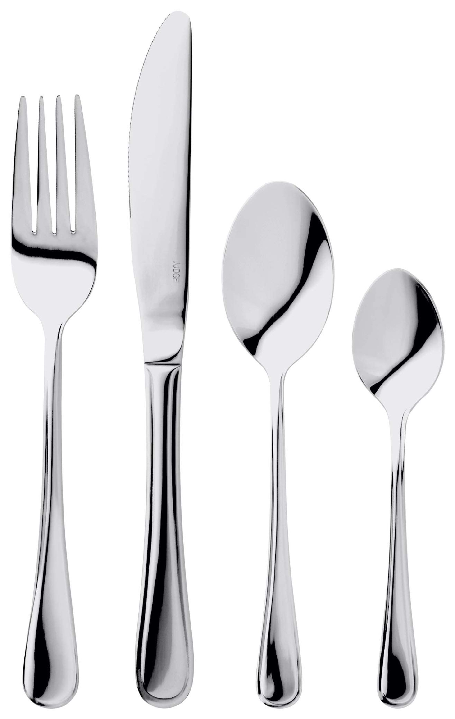 Judge 24-Piece Stainless Steel Cutlery Set Elegant Design for 6 People in Gift Box, Dishwasher Safe - Silver 24 Piece - Spring Refresh
