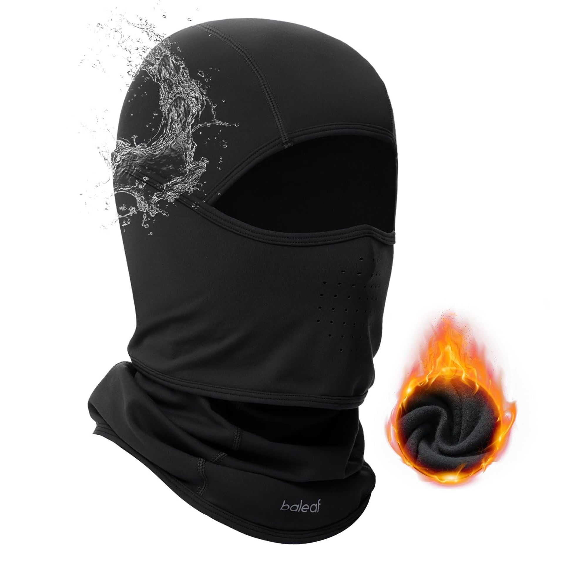 Men's Winter Balaclava Face Mask Dual Layer Warm Breathable Ski Cycling Running Outdoor Wear - Black One Size