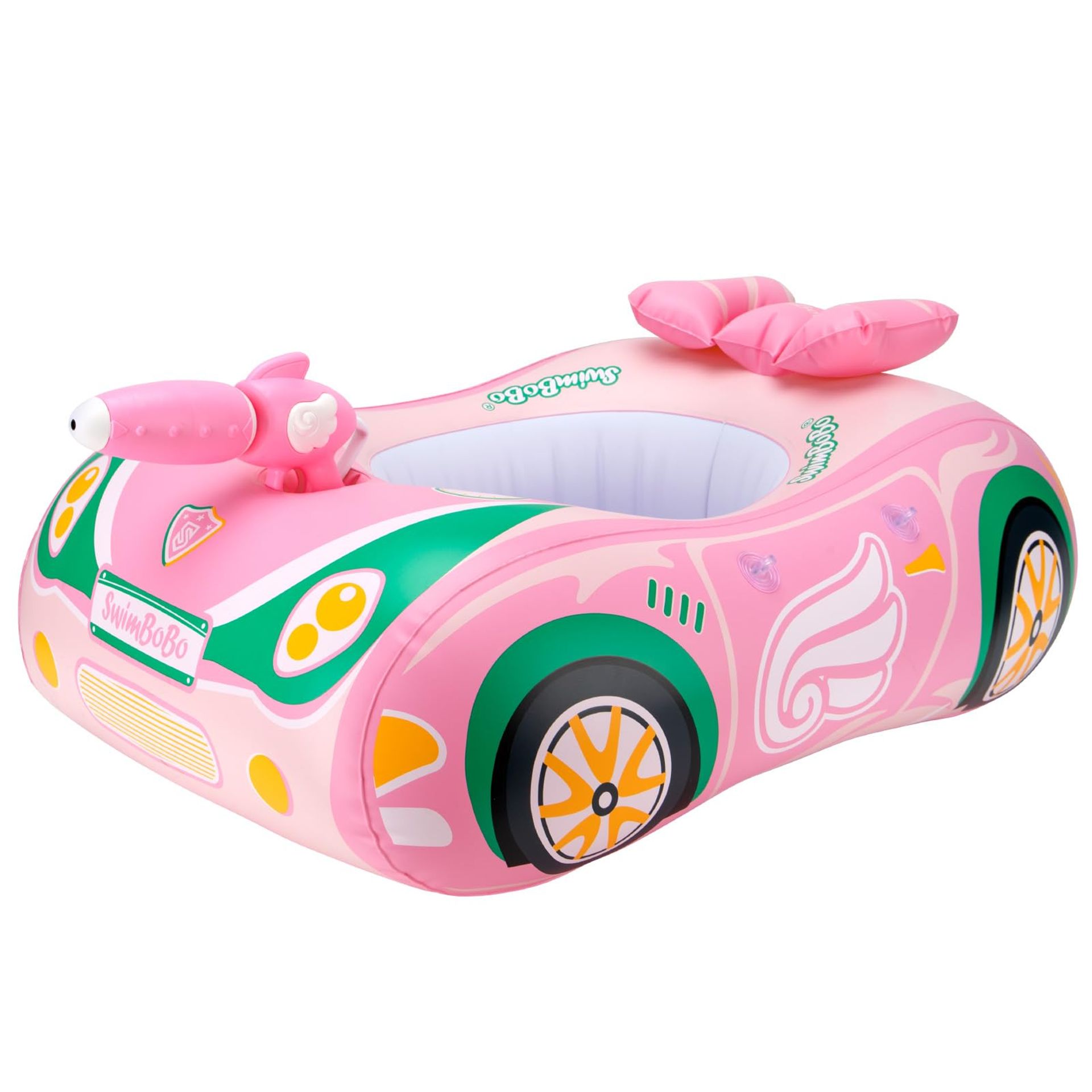 Toddler Pool Float Inflatable Swim Seat Boat Ring with Safety Handles for Kids Water Play - Pink One Size