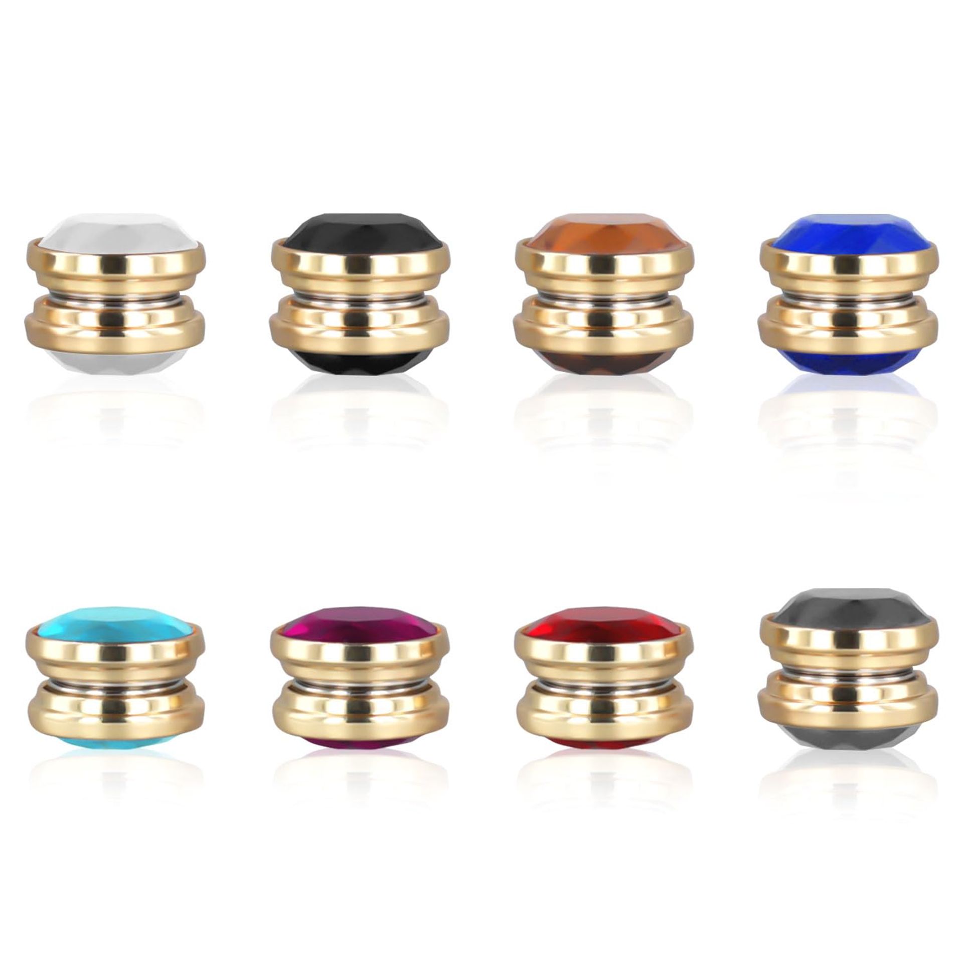 Hijab Magnetic Pins Crystal Multi-Purpose Strong Pinless No-Snag Scarf Clasps Brooch Set of 8 - Multicoloured Large