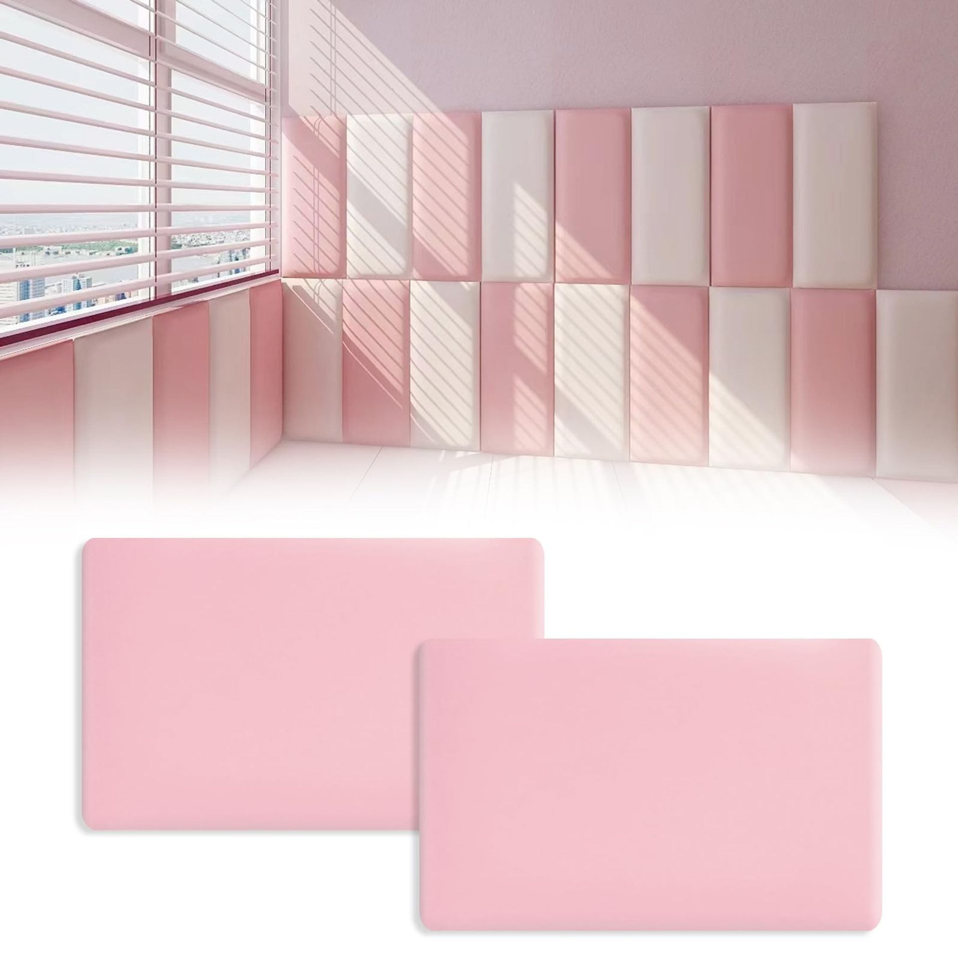 Anti-Collision Wall Padding Soft Cushion Panels Peel and Stick for Kids Safety - Pink 40x30cm 2pcs
