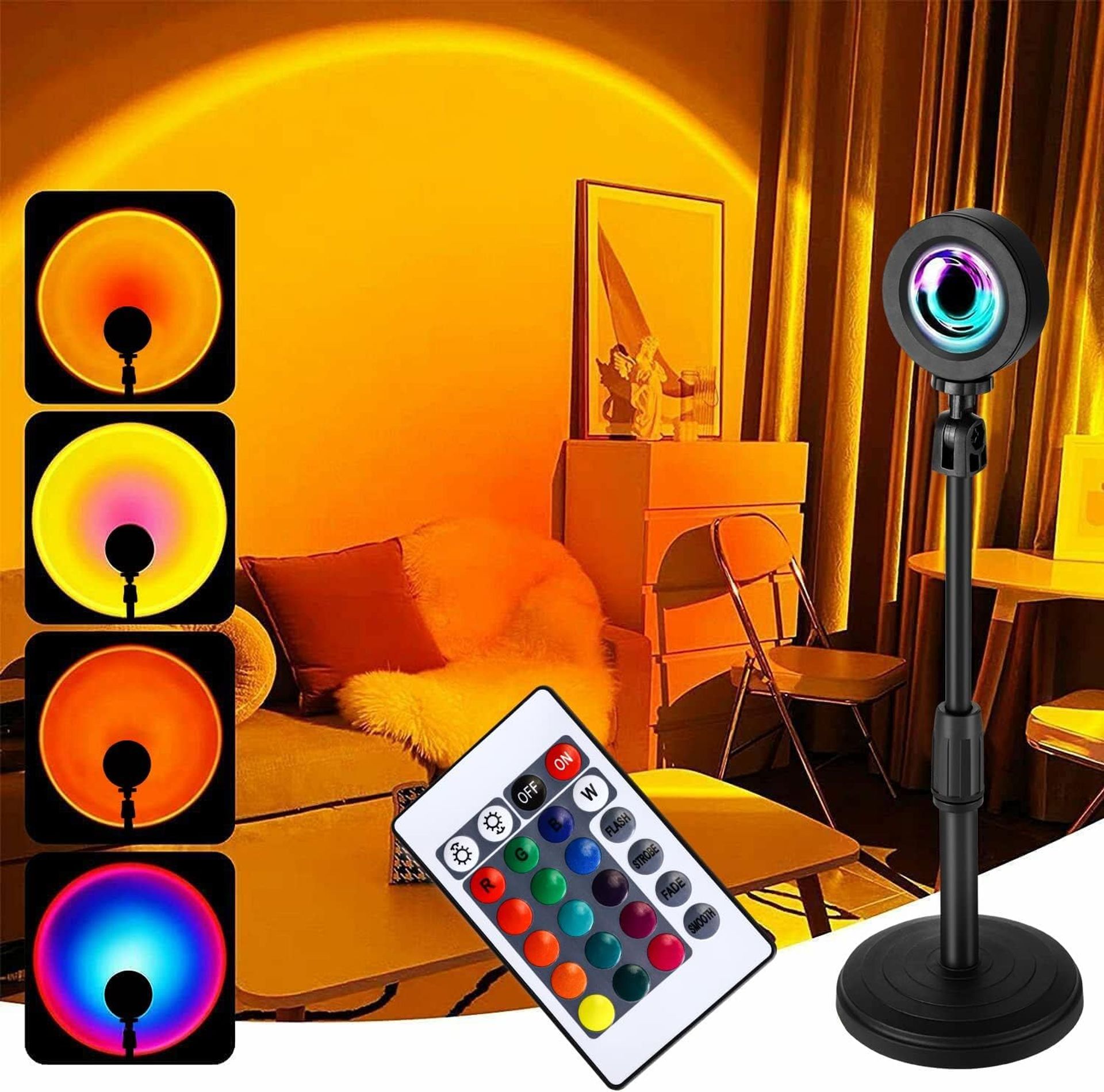 360° RGB Sunset Lamp Projector with Remote - Romantic Mood Light for Home & Photography - Valentines