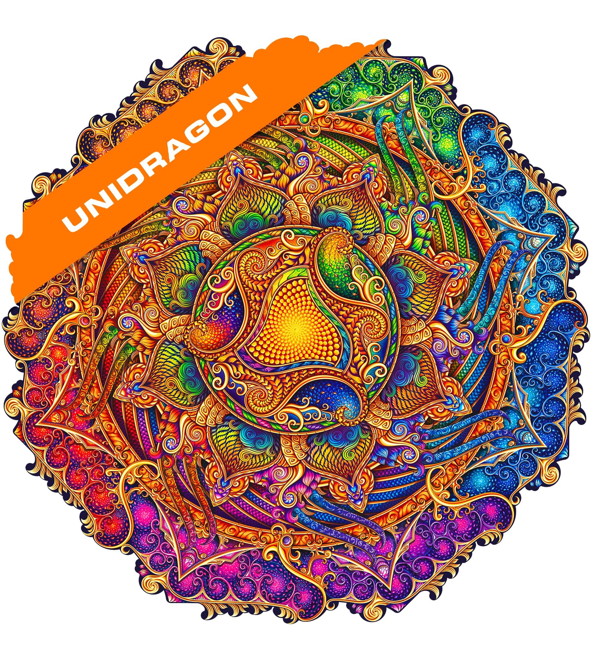 Wooden Jigsaw Puzzle Mandala Spiral Incarnation, 350 pcs King Size 13"x13" Gift for Adults & Kids