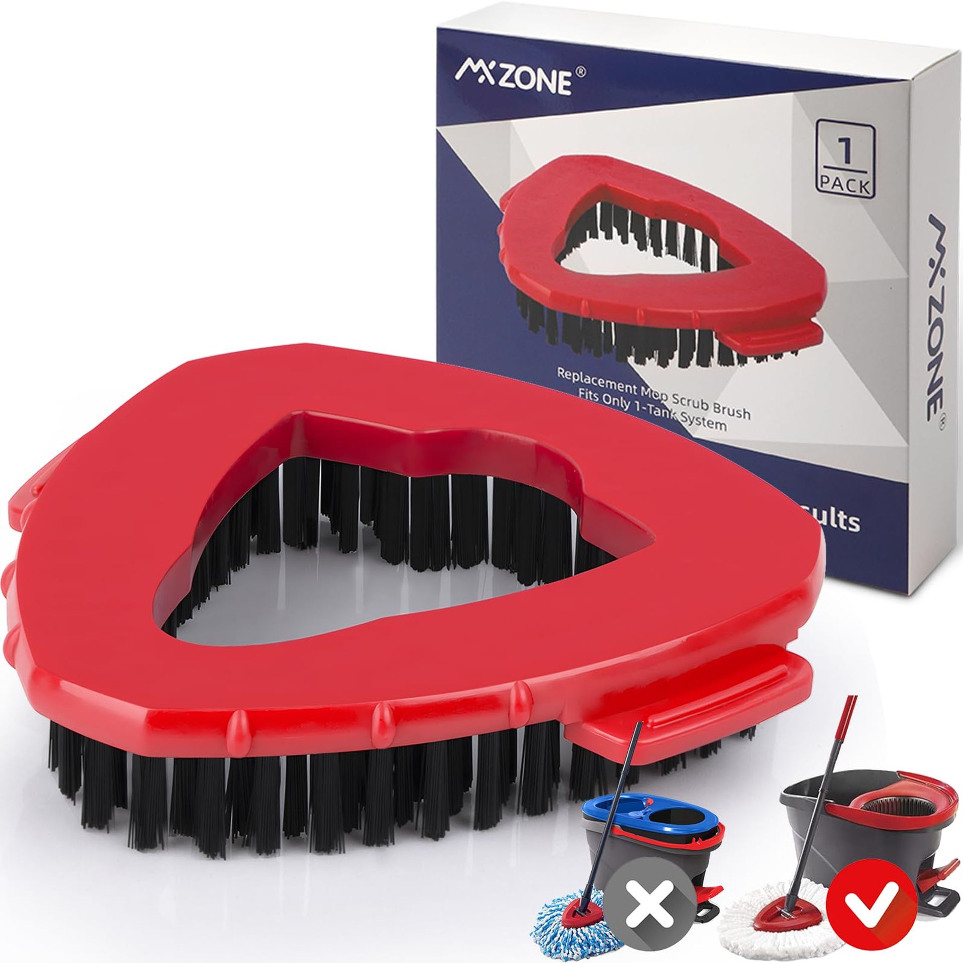 Spin Mop Replacement Set with Handle, Base, Scrubber Brush and 4 Mop Heads Compatible with Vileda EasyWring - 7 Pack Combo Set