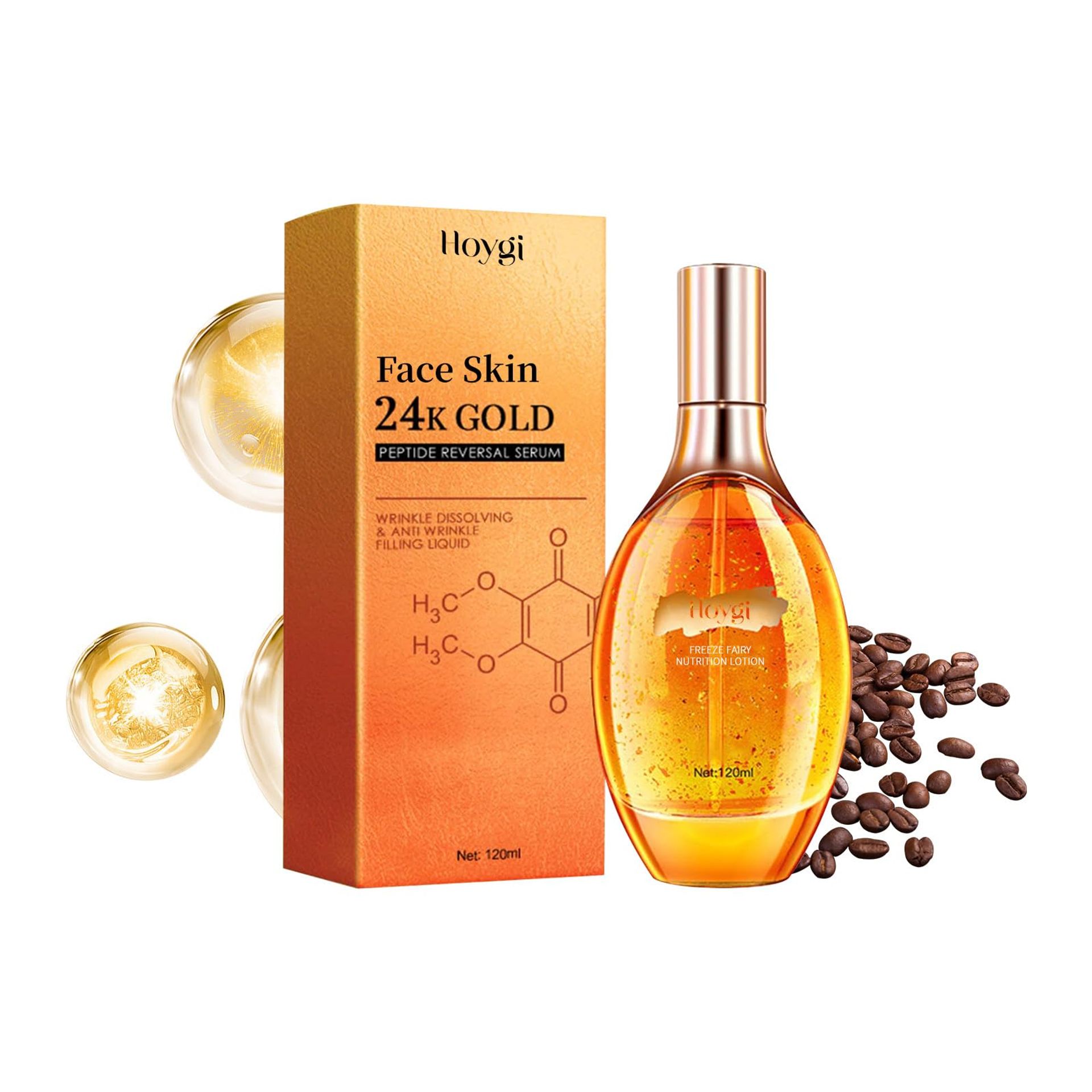 24K Gold Peptide Essence Liquid - Moisturises, Firms, Reduces Wrinkles & Fine Lines for Radiant Skin