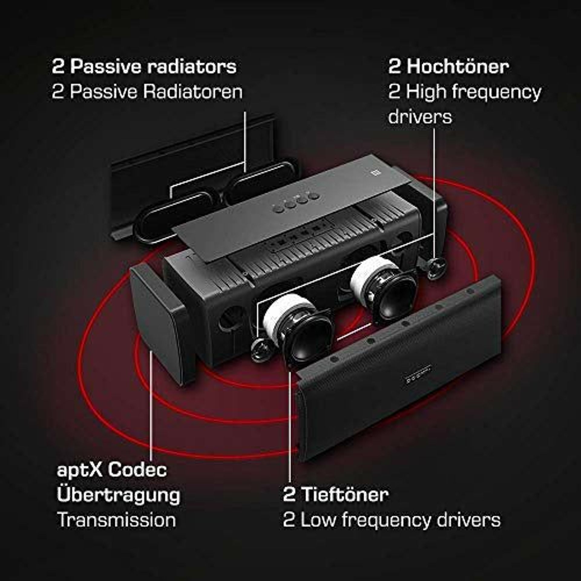 DOCKIN D FINE+ 50W Bluetooth Speaker For Indoor/Outdoor - Hi-Fi