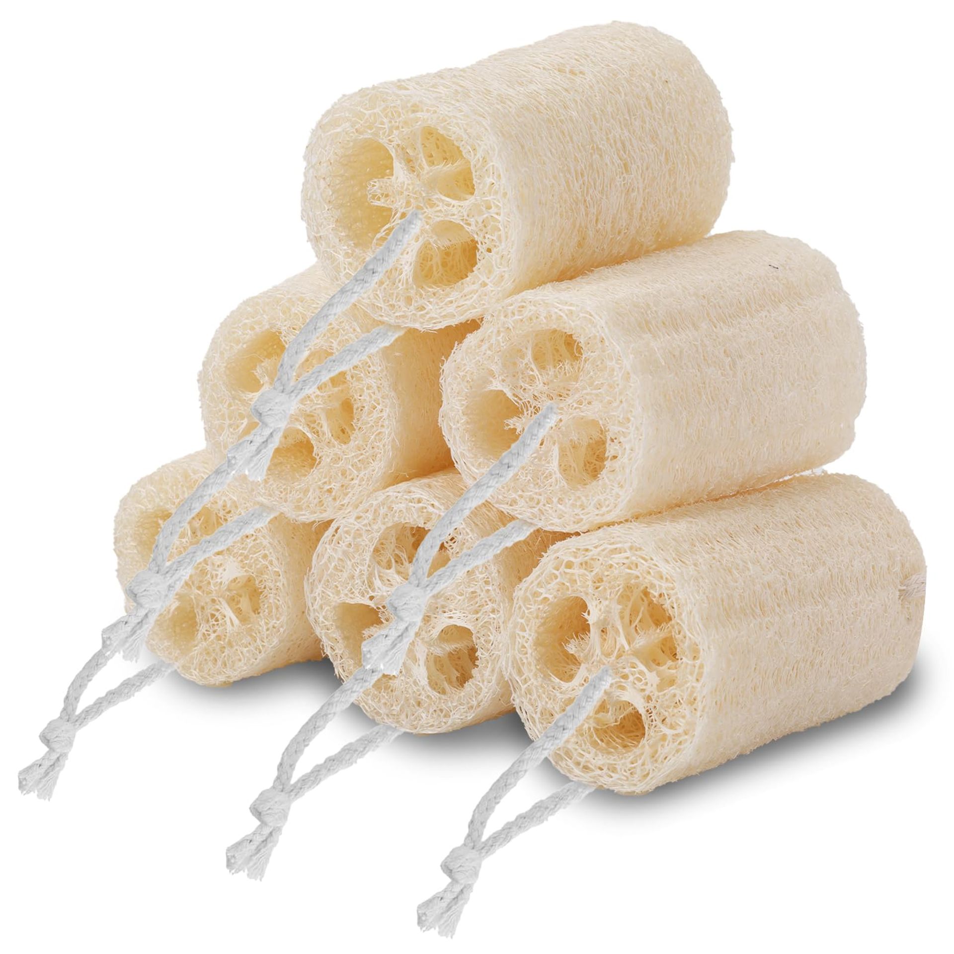 6 Pack Organic Loofah Sponge for Bath & Kitchen Cleaning - Natural Luffa