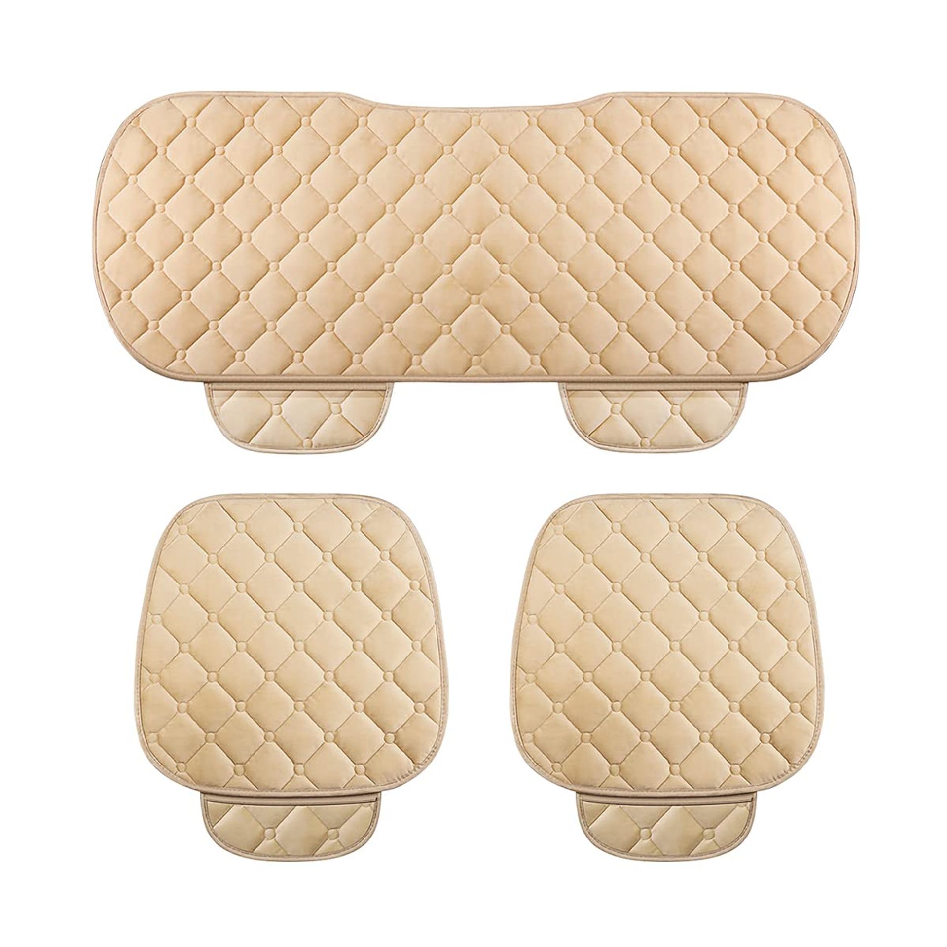 Universal Car Seat Protector - Soft, Waterproof & Non-Slip Beige Cushion for Cars & SUVs