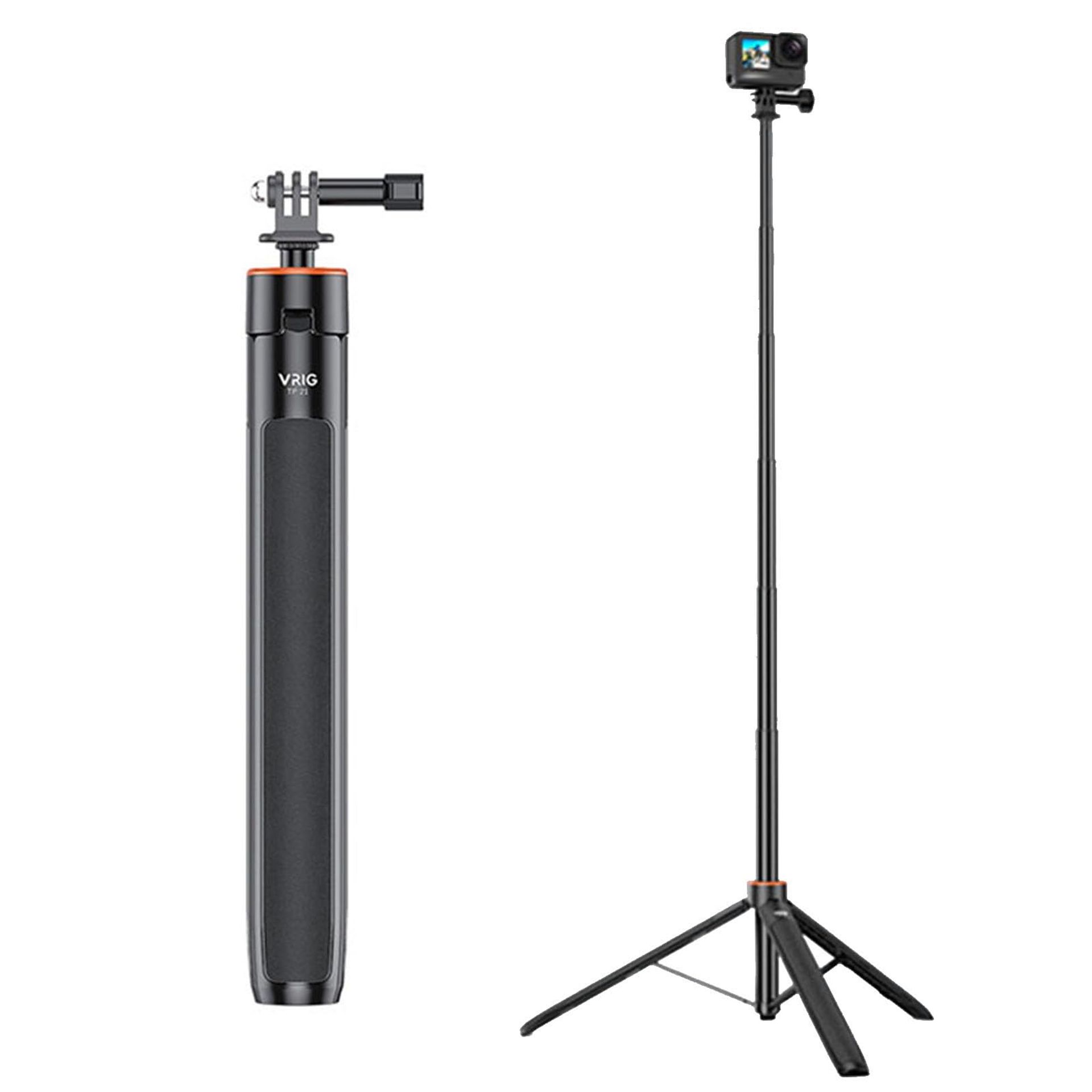Adjustable Extension Selfie Stick Tripod for DJI Osmo Pocket 3 & Action Cameras - Black 55”