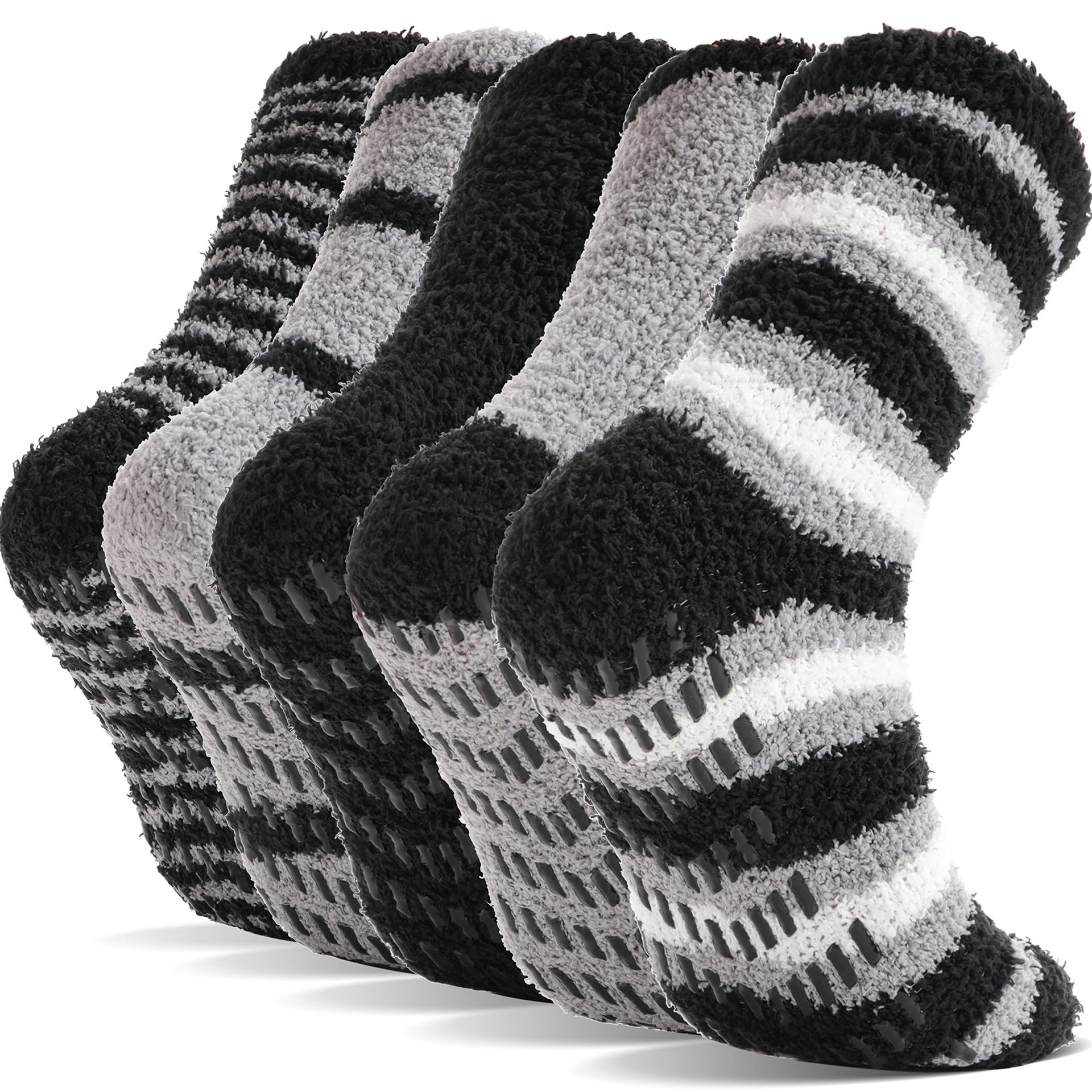 PROETRADE Fluffy Slipper Socks for Women Men Non Slip/Anti Skid Grips Hospital Winter Warm Socks Gift Stocking Fillers(Assortd B)