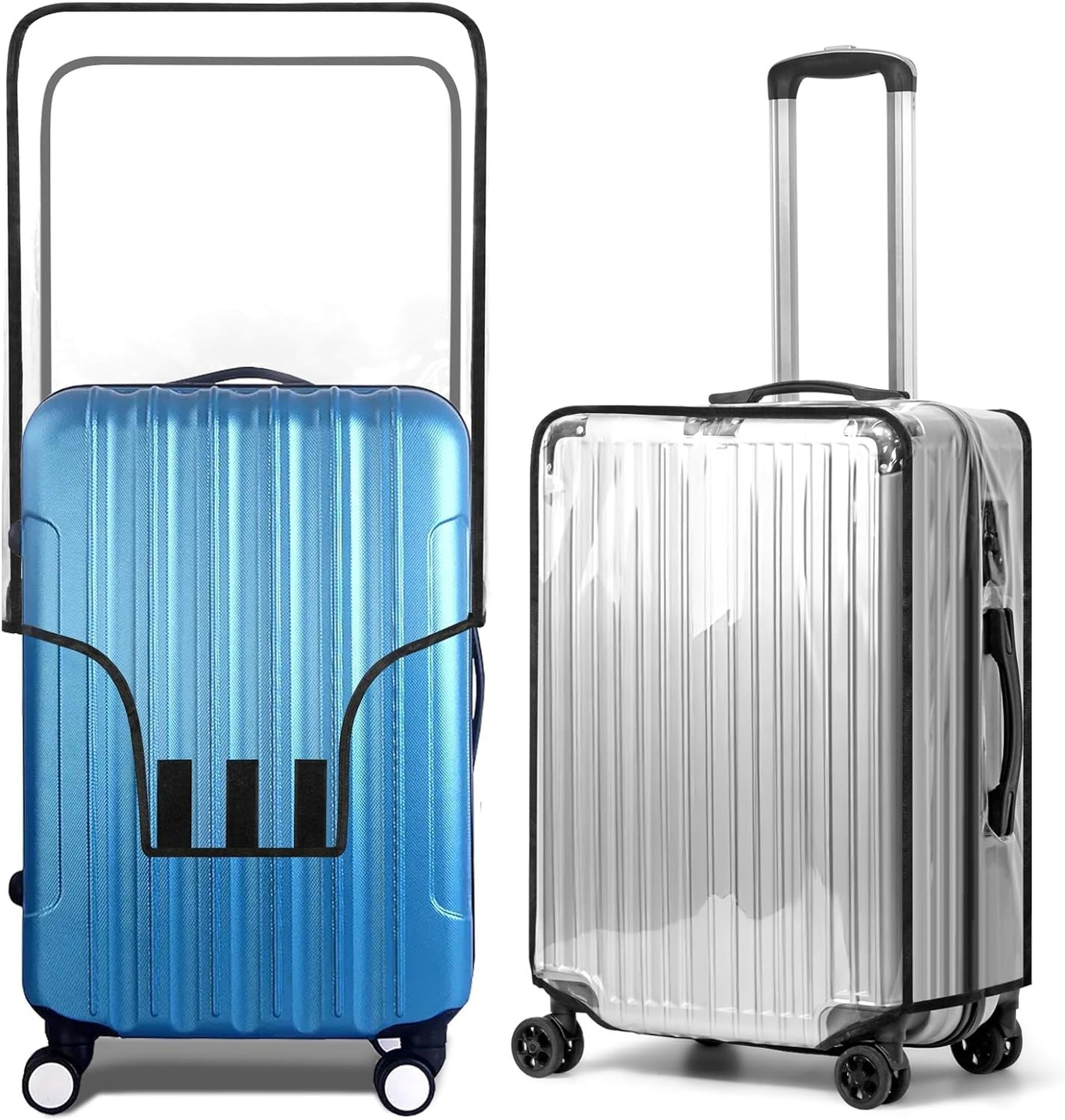 Suitcase Covers 2 Pack Transparent PVC Waterproof Protective Luggage Sleeves for Trolley Cases Business & Holiday Travel - Clear 28 Inch