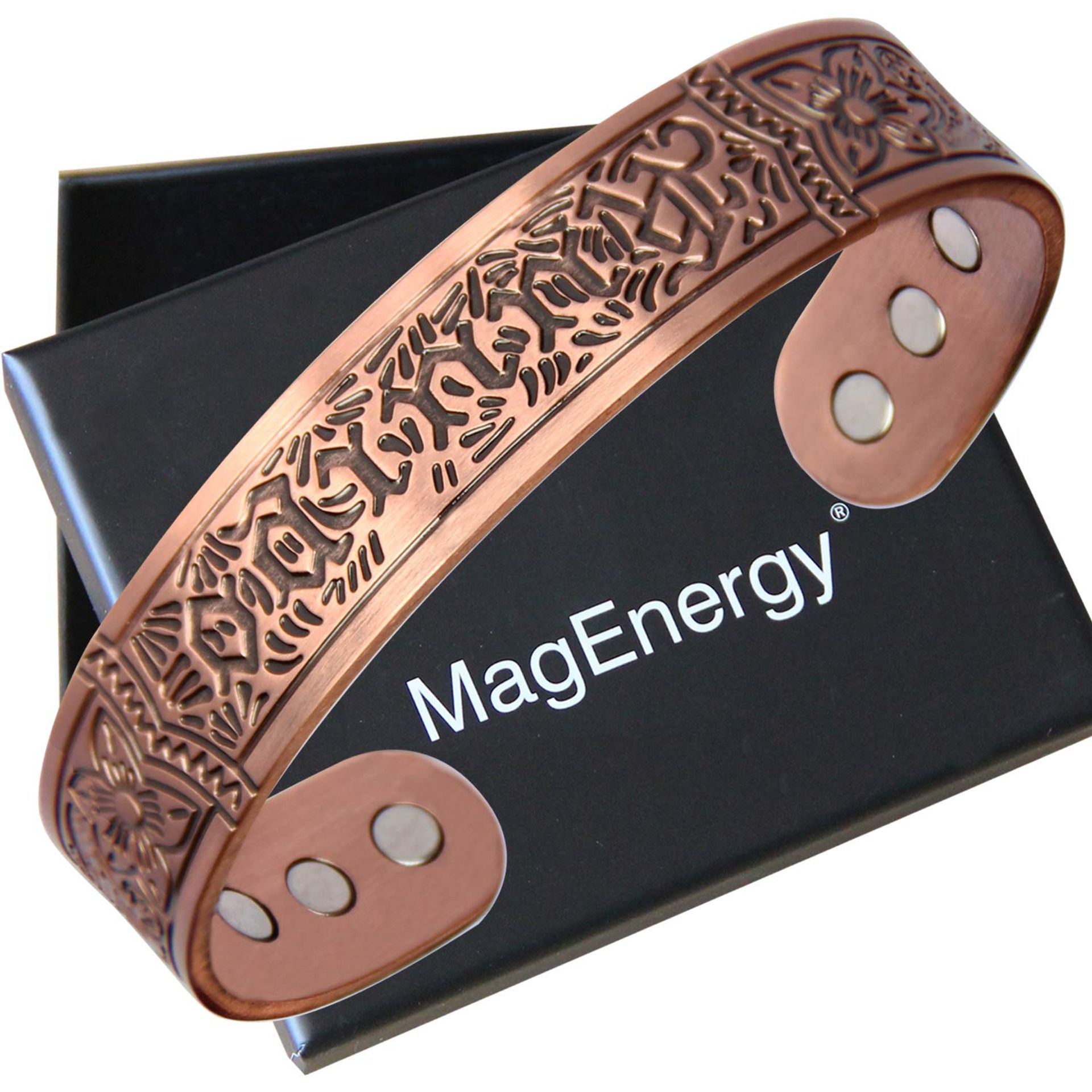 Men's Copper Magnetic Bracelet Solid Copper Cuff Bangle with Powerful Magnets and Gift Box - Viking 1 1 Count