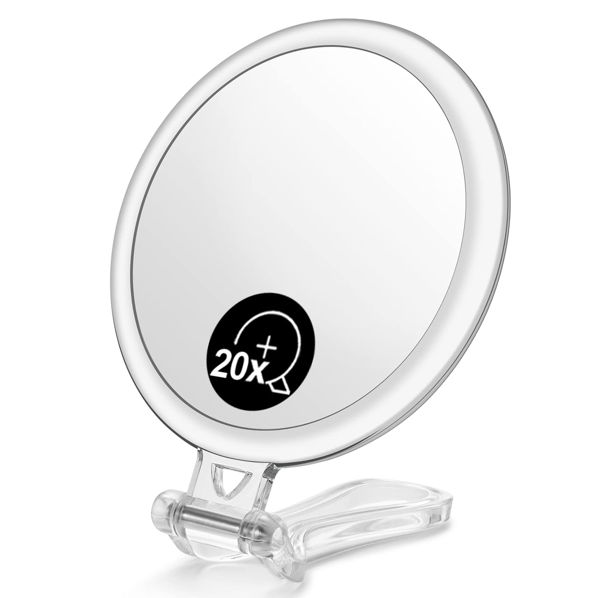 OMIRO 20X Magnifying Mirror with Foldable Handle - Perfect for Travel & Makeup