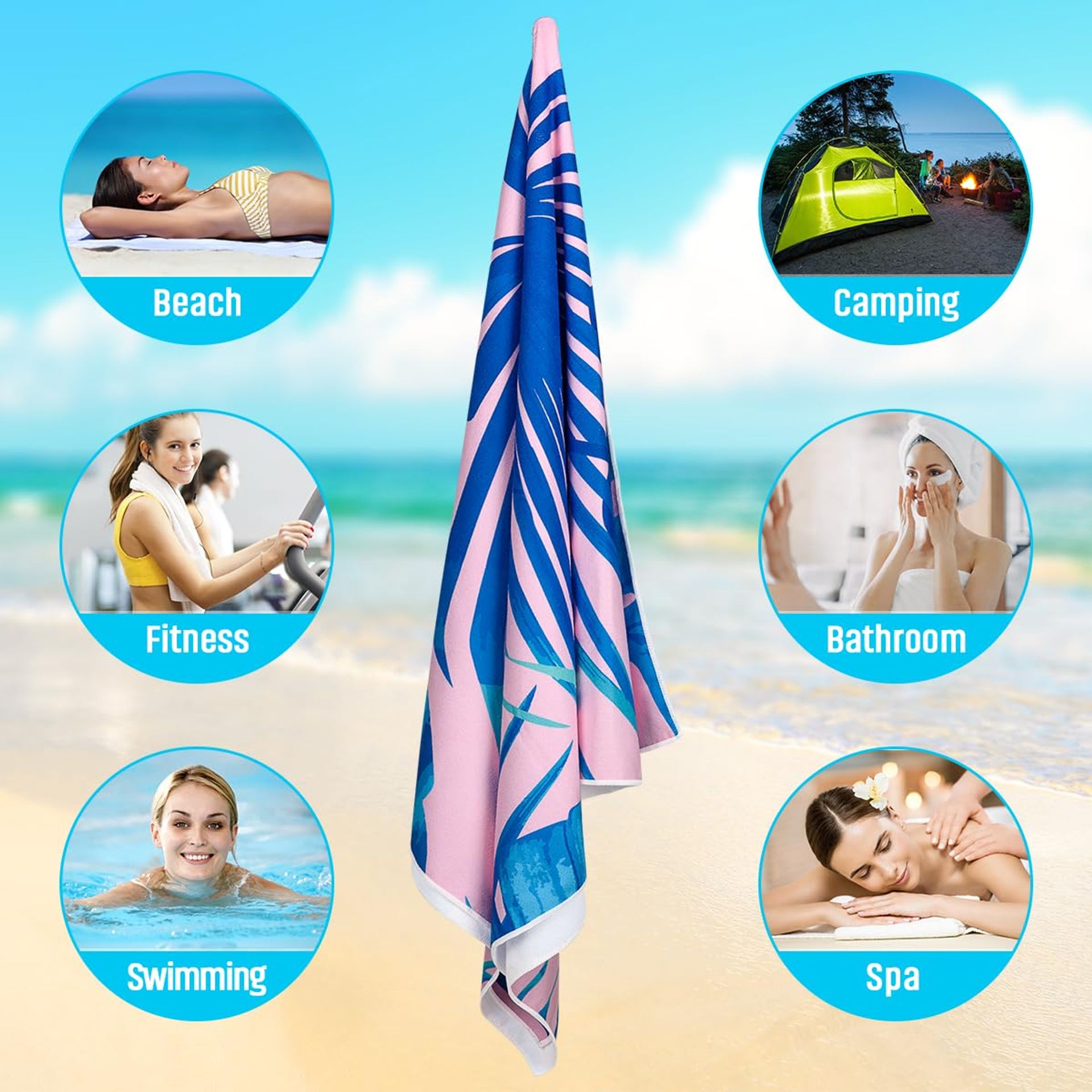 FVLFIL LFXIONG Oversized Microfiber Beach Towel - 63x31 Inches, Super Soft & Quick Dry For Swimming, Travel, And Pool - View #6