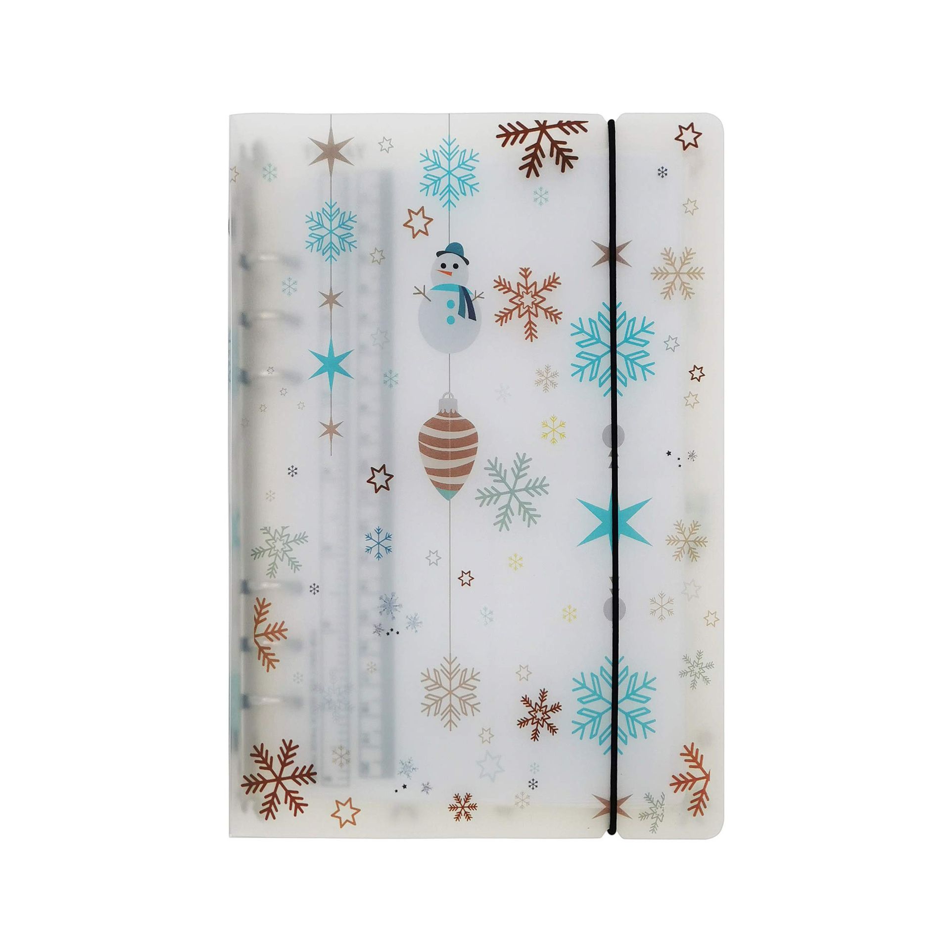 A6/ A5 6-Holes Colorful PP Cover Round Ring Binder Personal Organizer for Loose Leaf Sheet Refill Notebook/DIY Scrapbooking (Winter, A6 Combo)