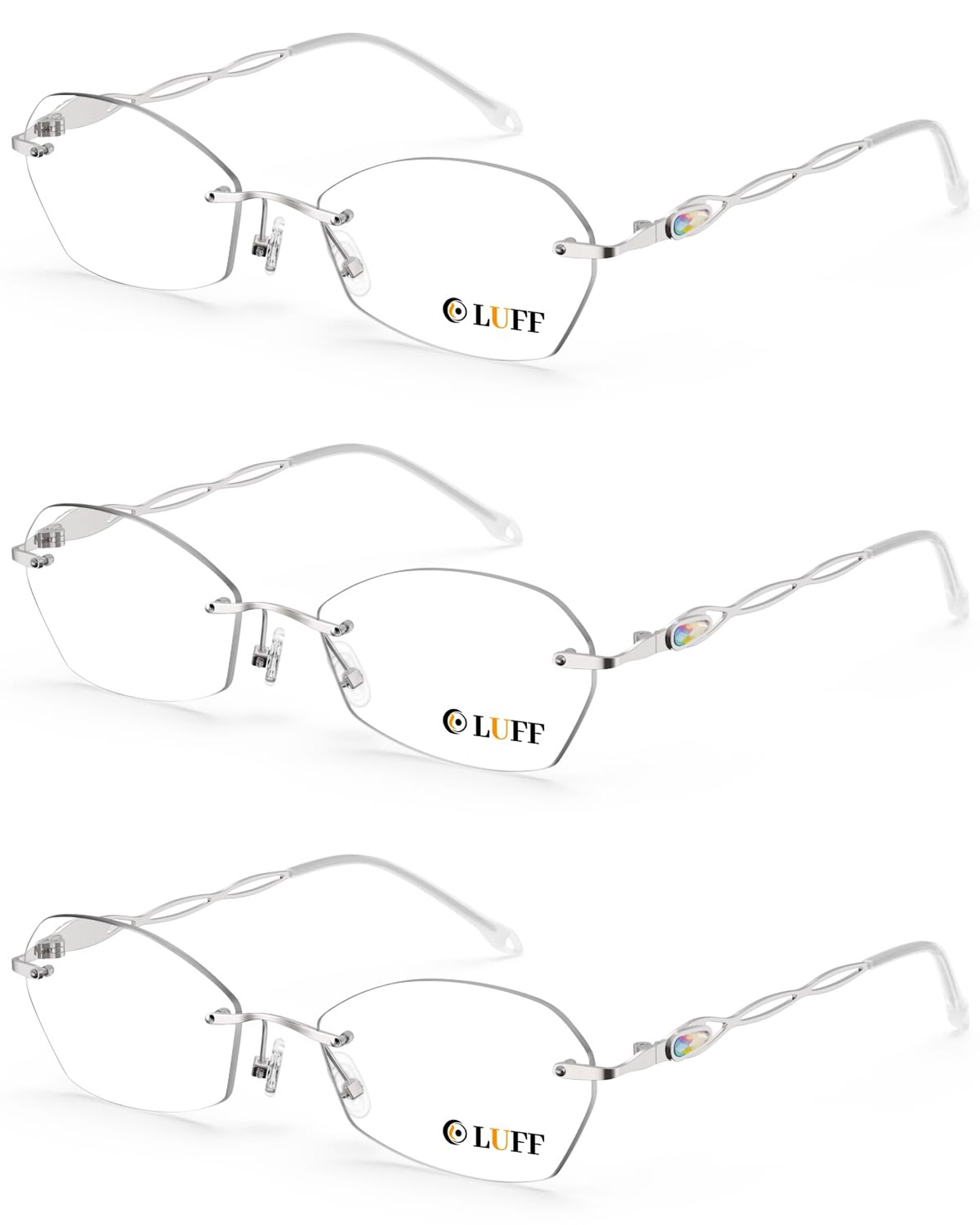 Rimless Reading Glasses Anti Blue Light Lightweight Metal Computer Readers - Silver 1.0X