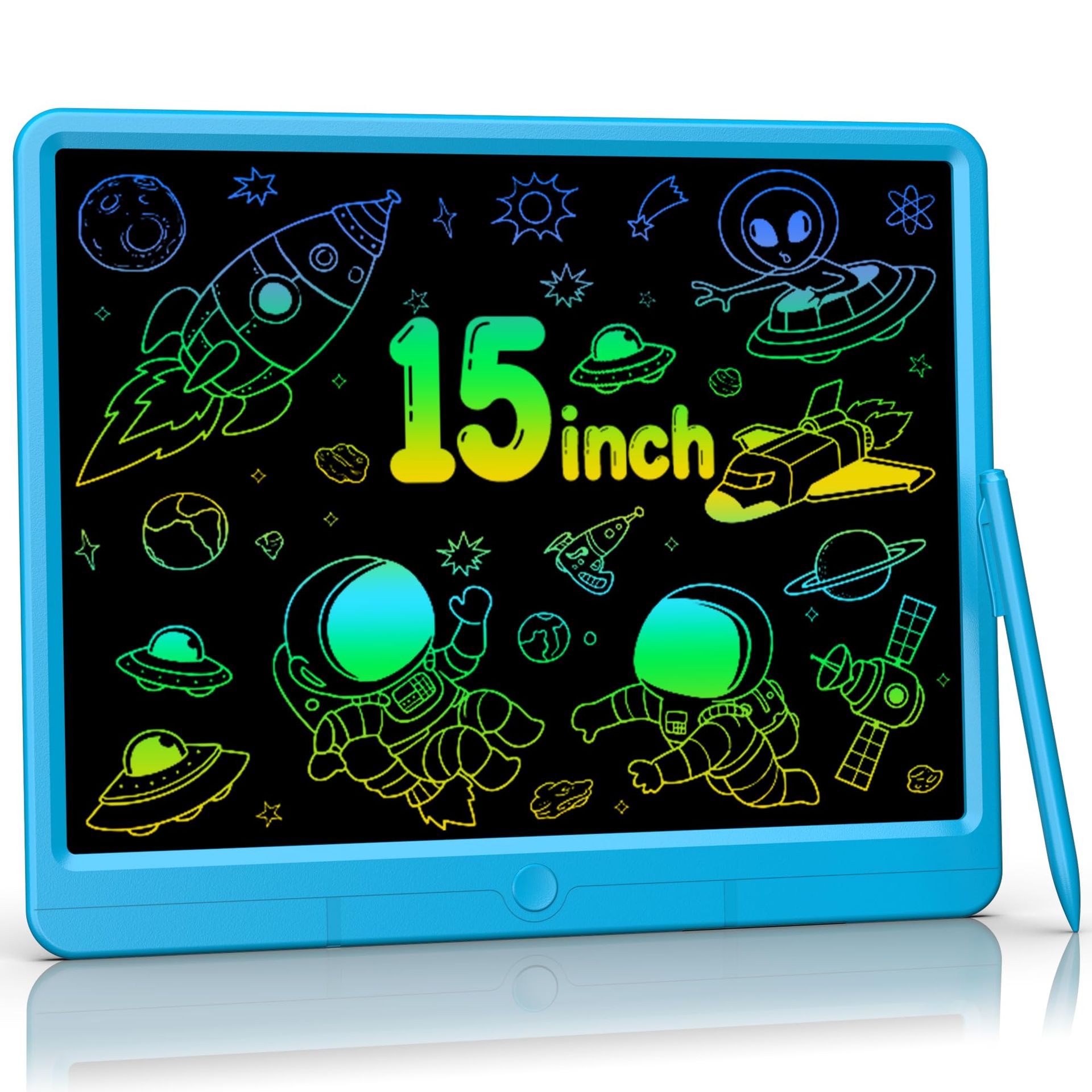 TUGAU LCD Writing Tablet for Kids 15 inch Colorful Drawing Tablet, Educational Learning Toys Writing Board - Gift for Kids 3 4 5 6 7 8 Years Old Girls Boys Birthday Gifts (DeepSkyBlue)