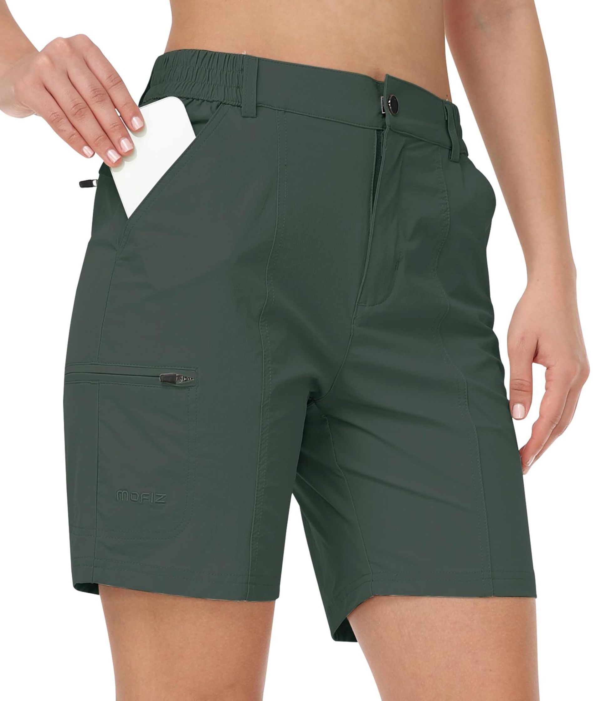 Women's Hiking Cargo Shorts Quick Dry Lightweight Outdoor Walking Travel Golf - Army Green 2XL