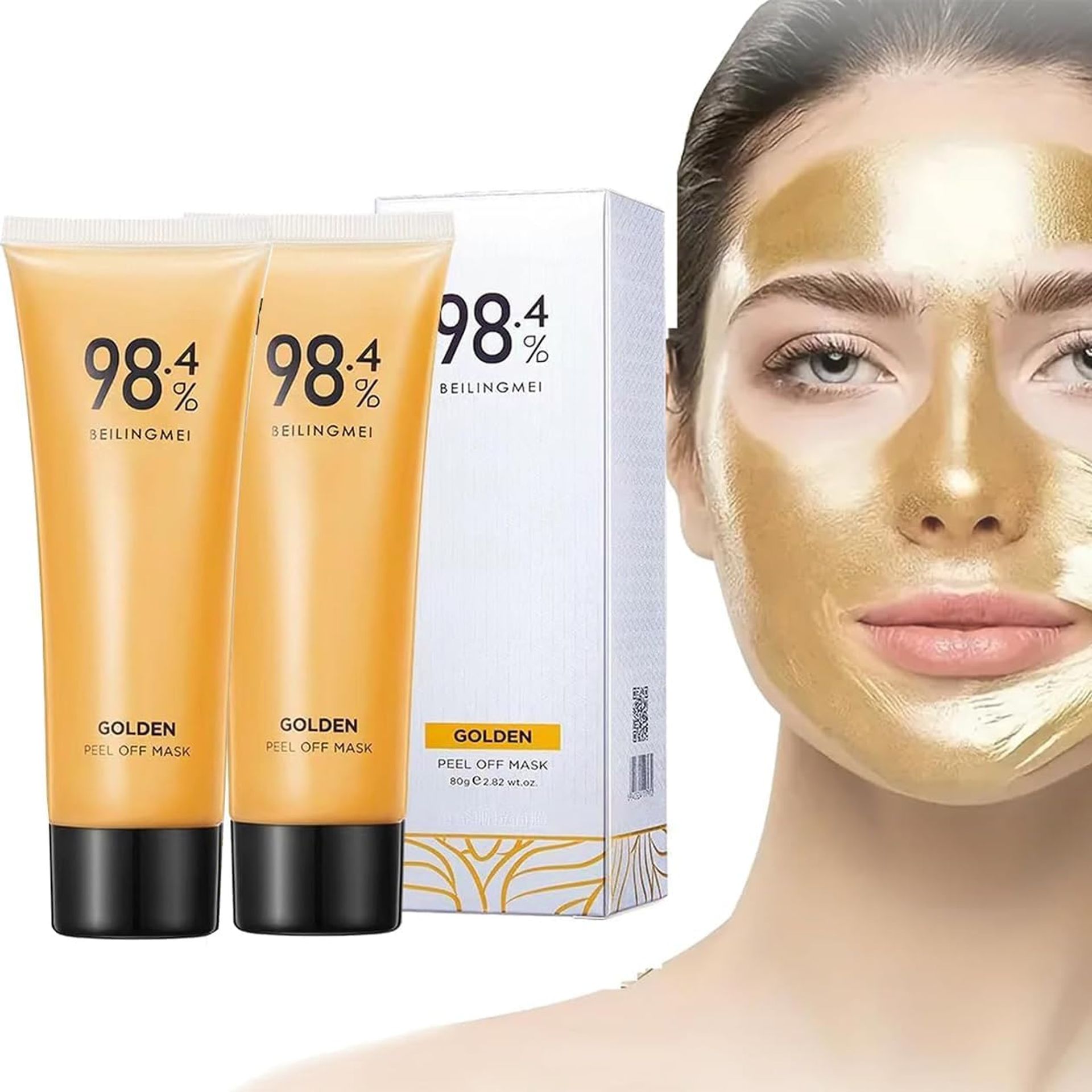 2pc Collagen Glow Mask,98.4% Beilingmei Remover Mask Moisturizing Gold Face Mask, Pore Tightening Infused - Valentines