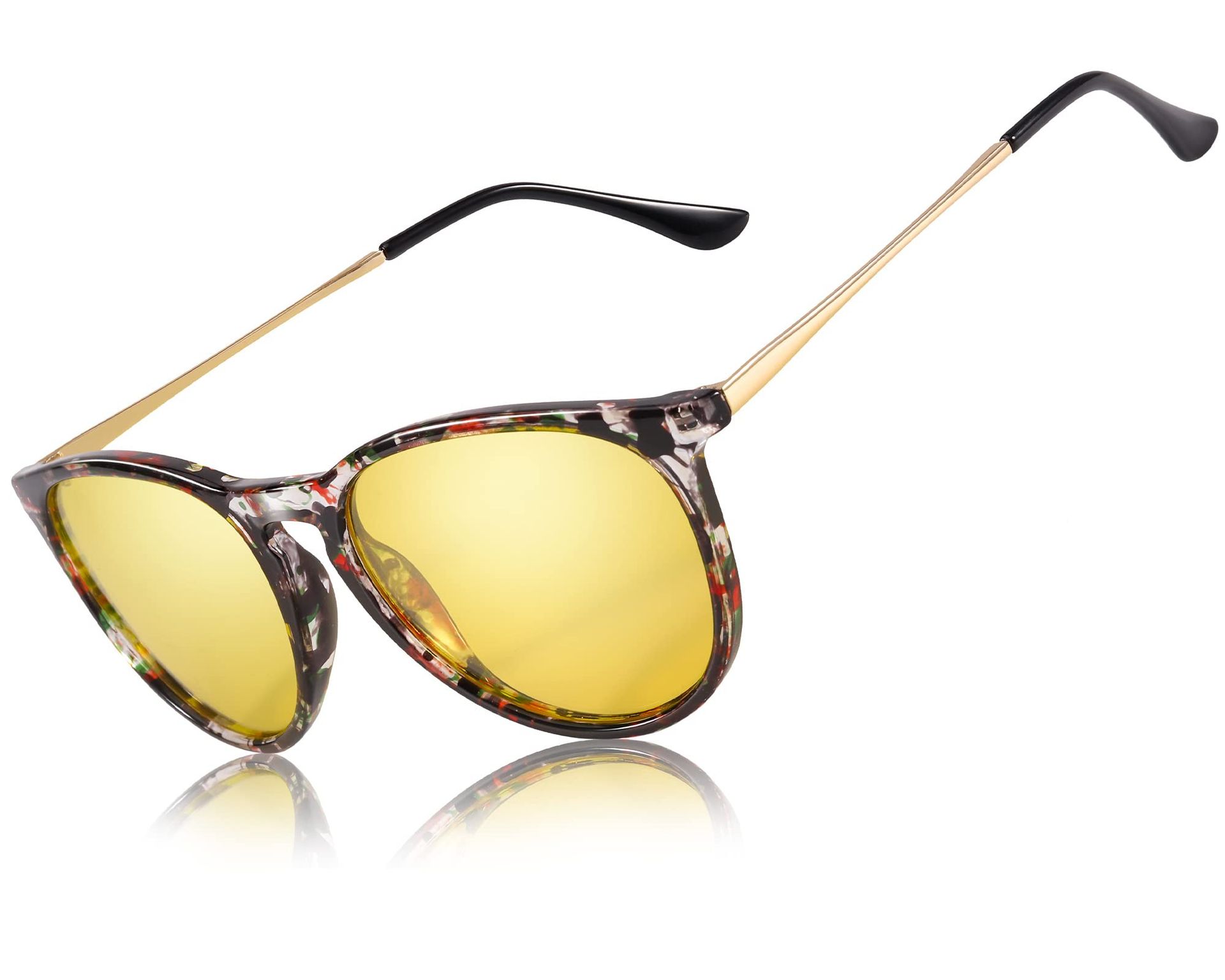 Night Vision Driving Glasses for Women, Polarised Yellow Lens, UV Protection, Reduce Glare