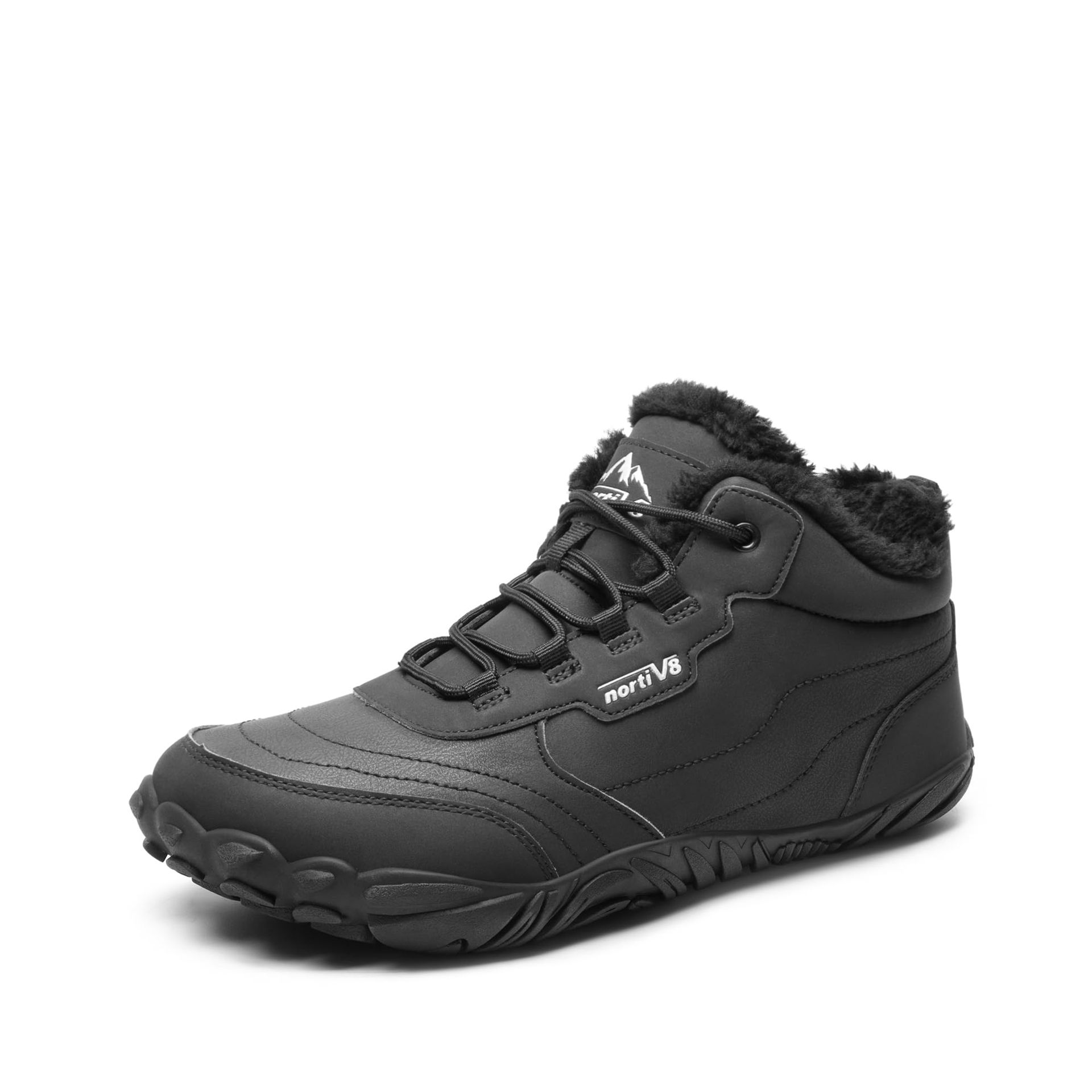 Men's Winter Snow Boots Insulated Waterproof with Faux Fur Lining - Black UK 10
