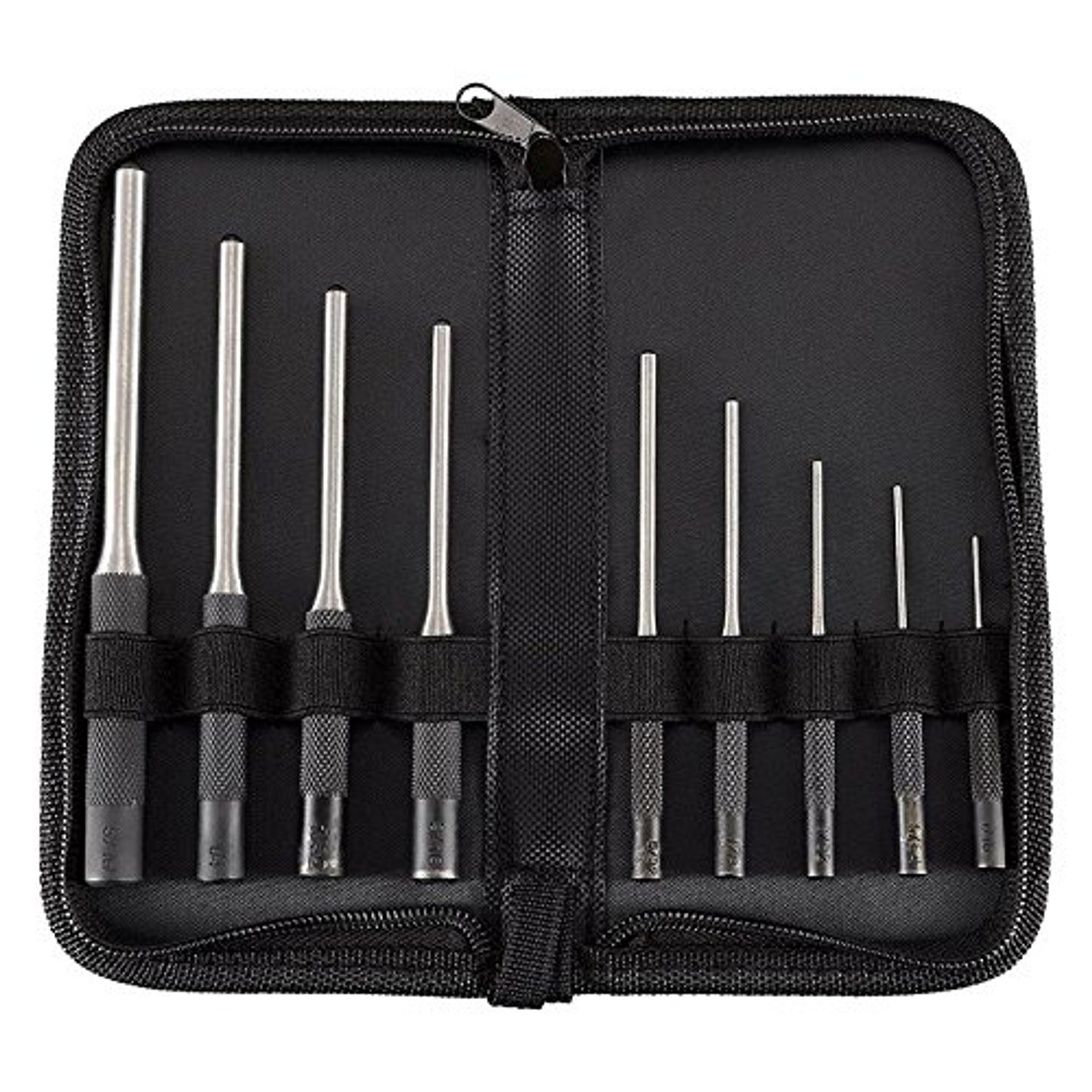 Premium Roll Pin Punch Tool Set with Zippered Organizer Case (9 Pieces) - Ideal for Firearms