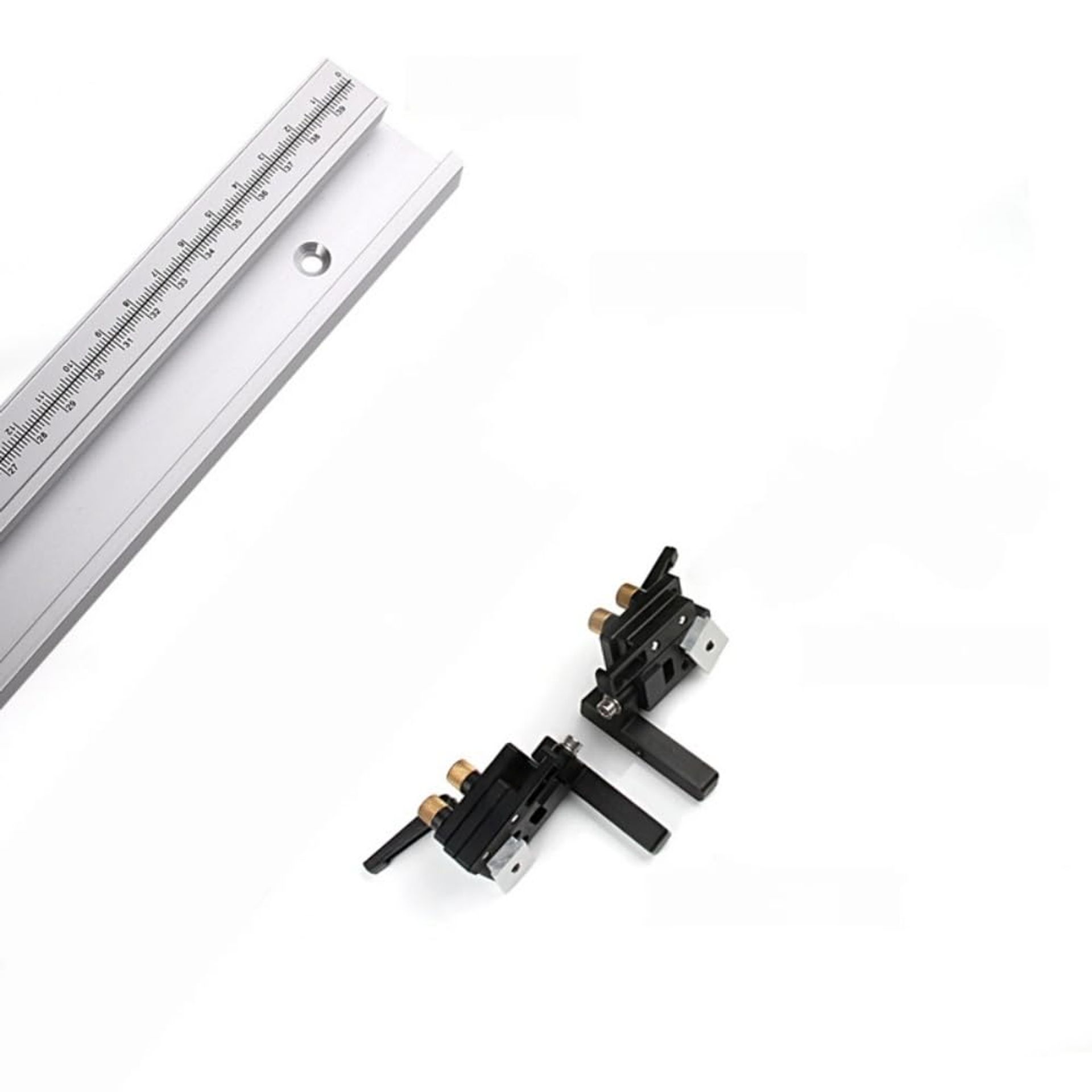 600mm Aluminium Alloy T-Track with Miter Track Stops and Fixed Scale for Table Saw, Router & Woodworking DIY - Silver 600mm Fixed Scale