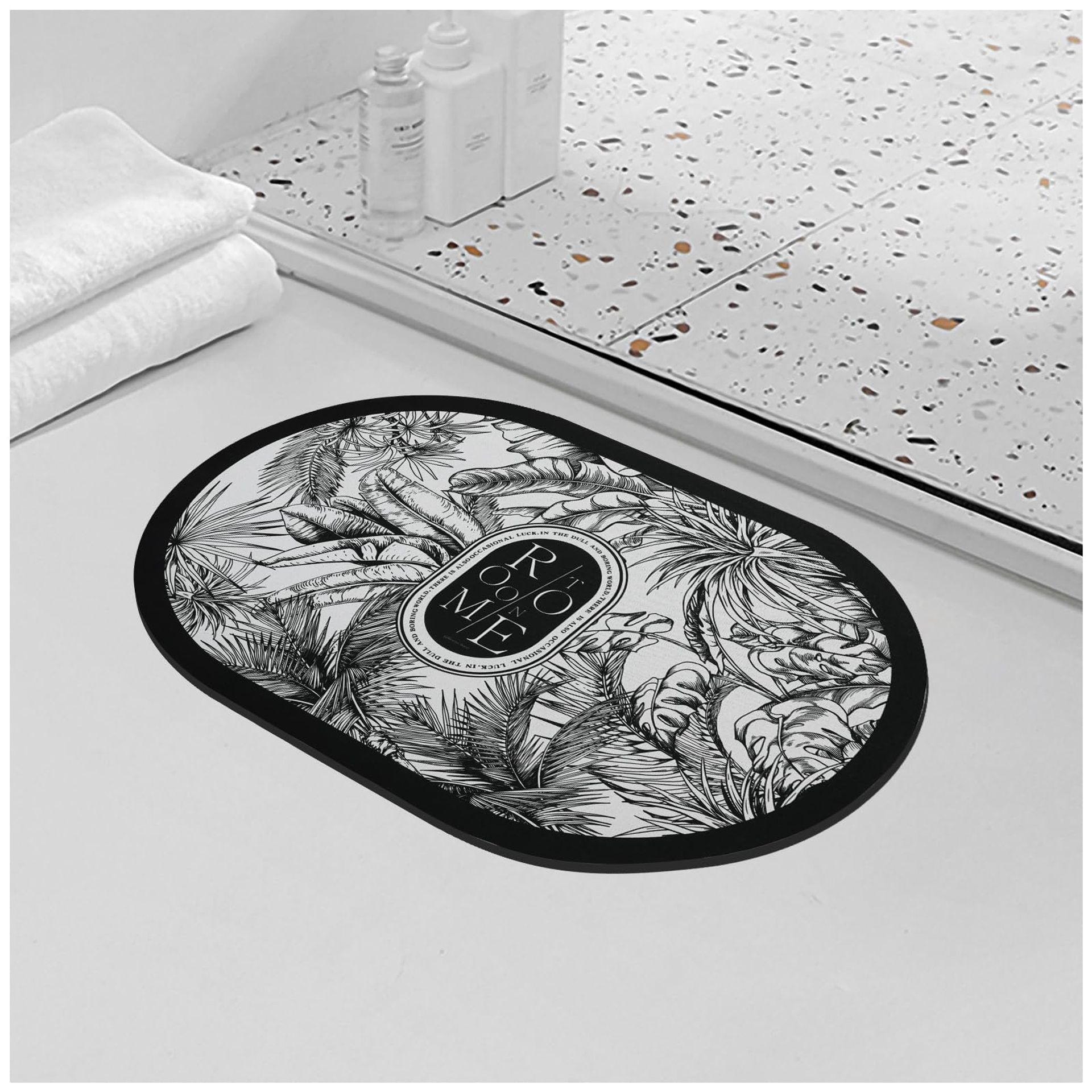 Absorbent Non-Slip Quick-Dry Bath Mat 40x60 cm - ROOMTONE Rainforest Design