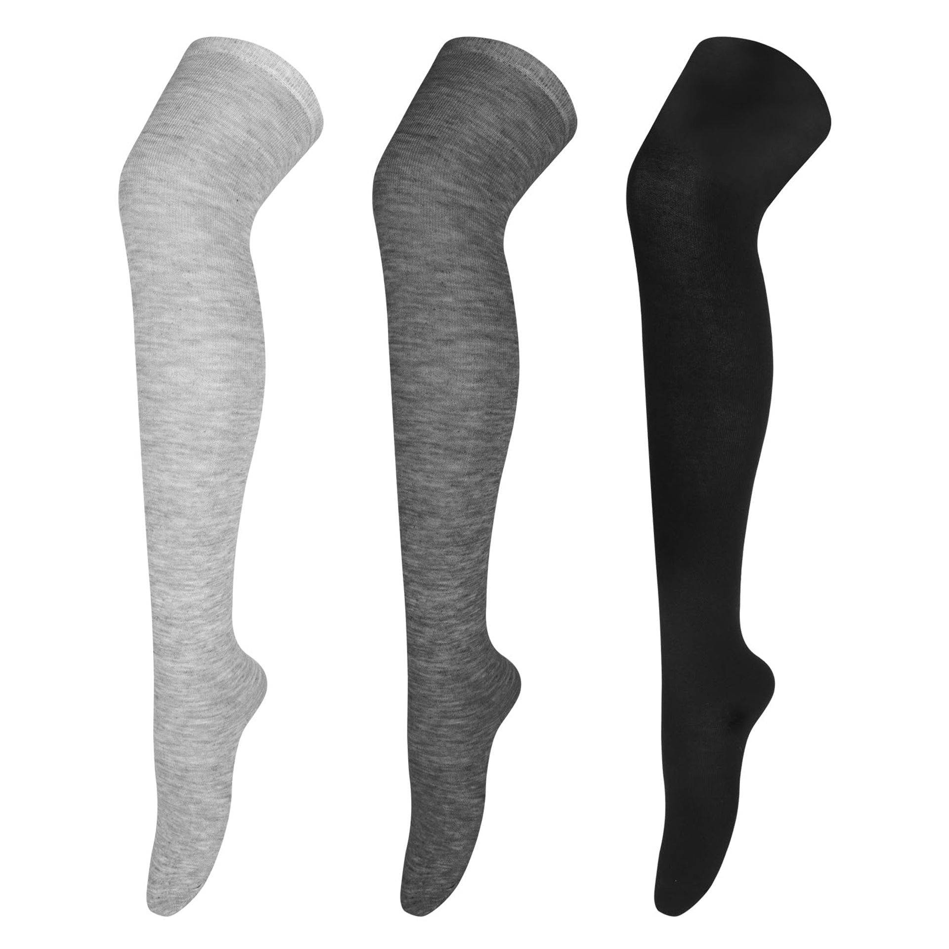 YSense Beau 3 Pairs Long Thigh High Socks Womens Striped Knee High Socks Girls Casual Socks Over the Knee
