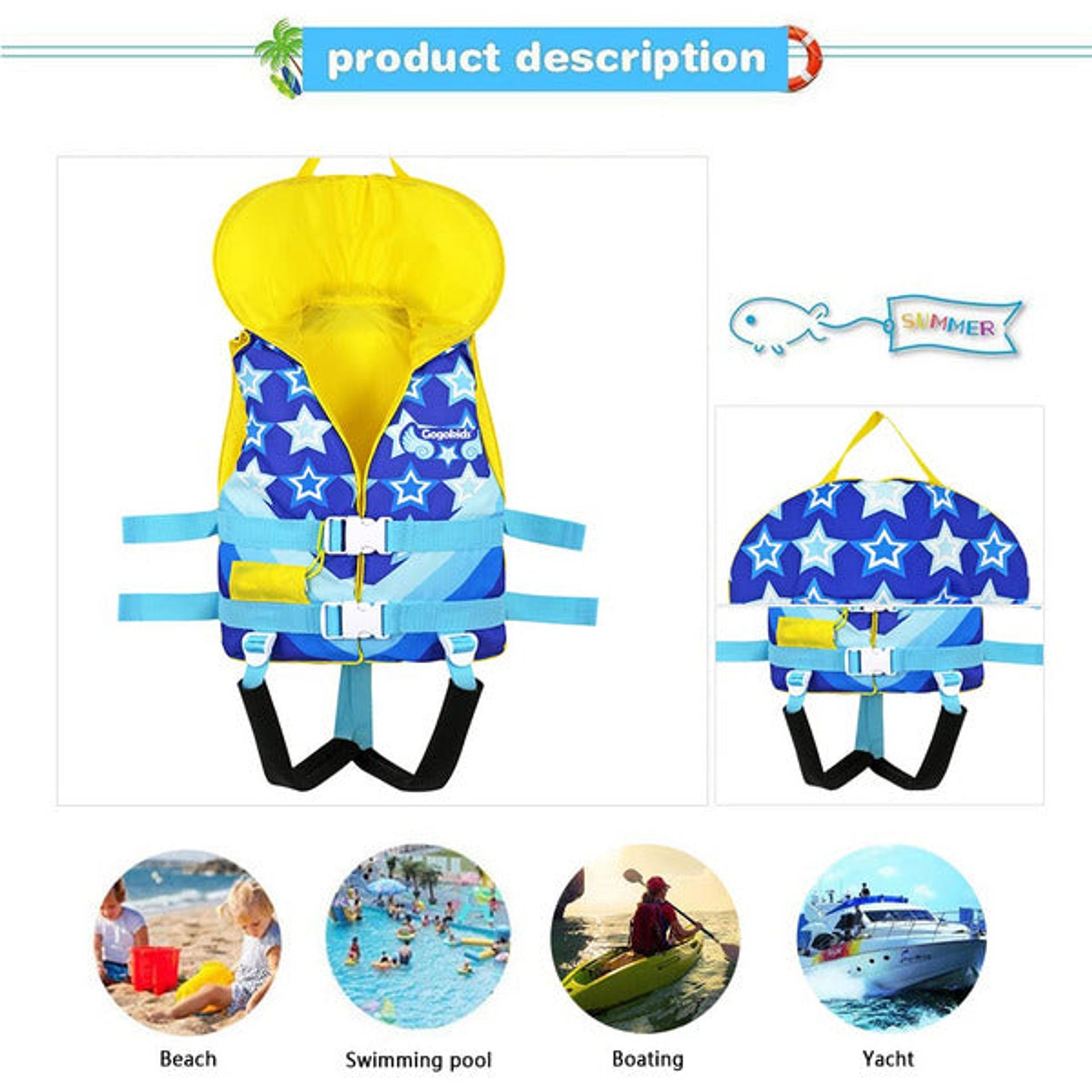 IvyH Kinderen Zwemmen Vest – Kinderen Kids Float Jacket Vest Zwemmen Training Drijvend Badpak Badmode Vest