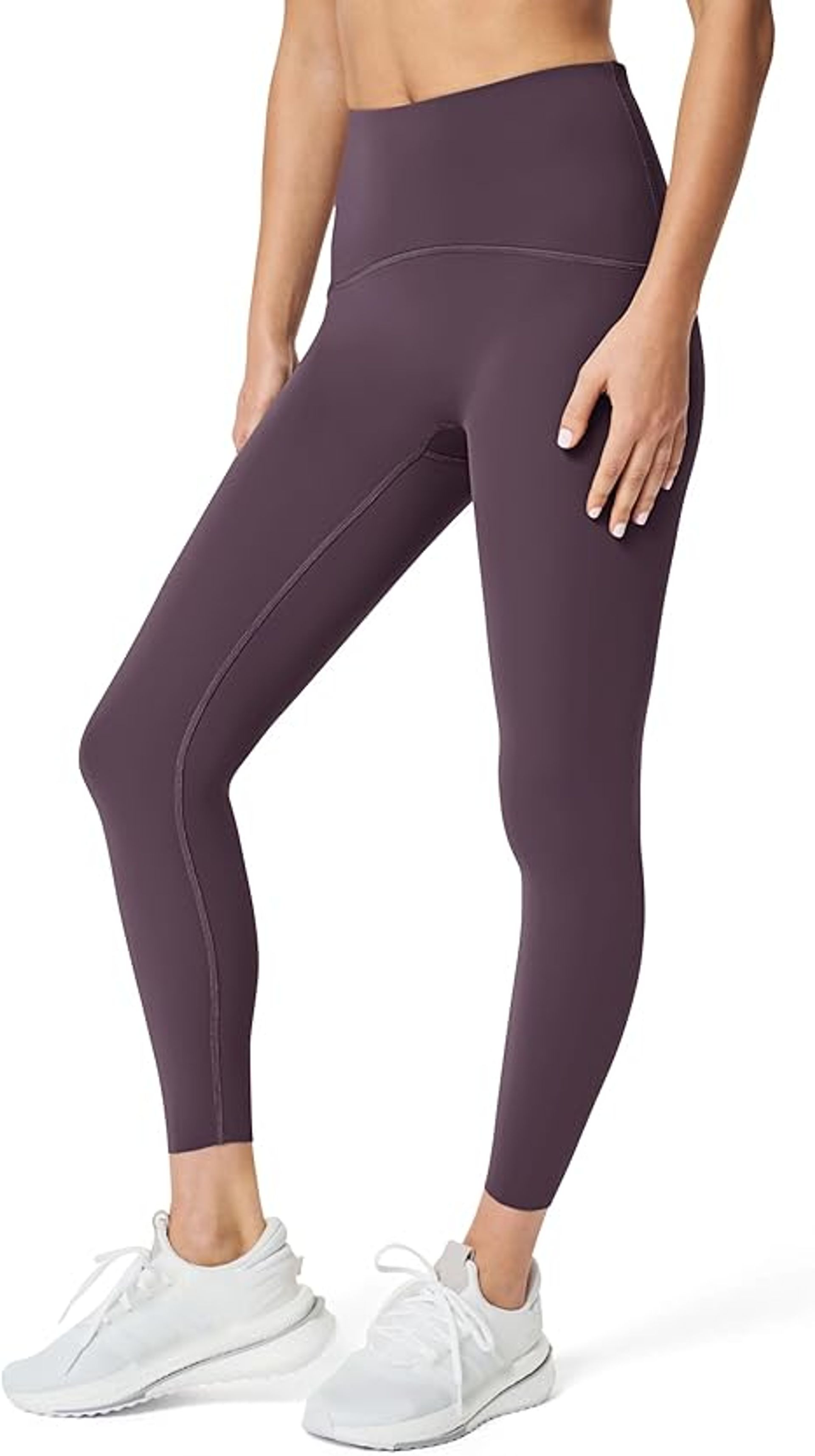 Women's High Waisted Gym Leggings with Tummy Control, 7/8 Length Yoga & Running Pants - Dark Purple Small