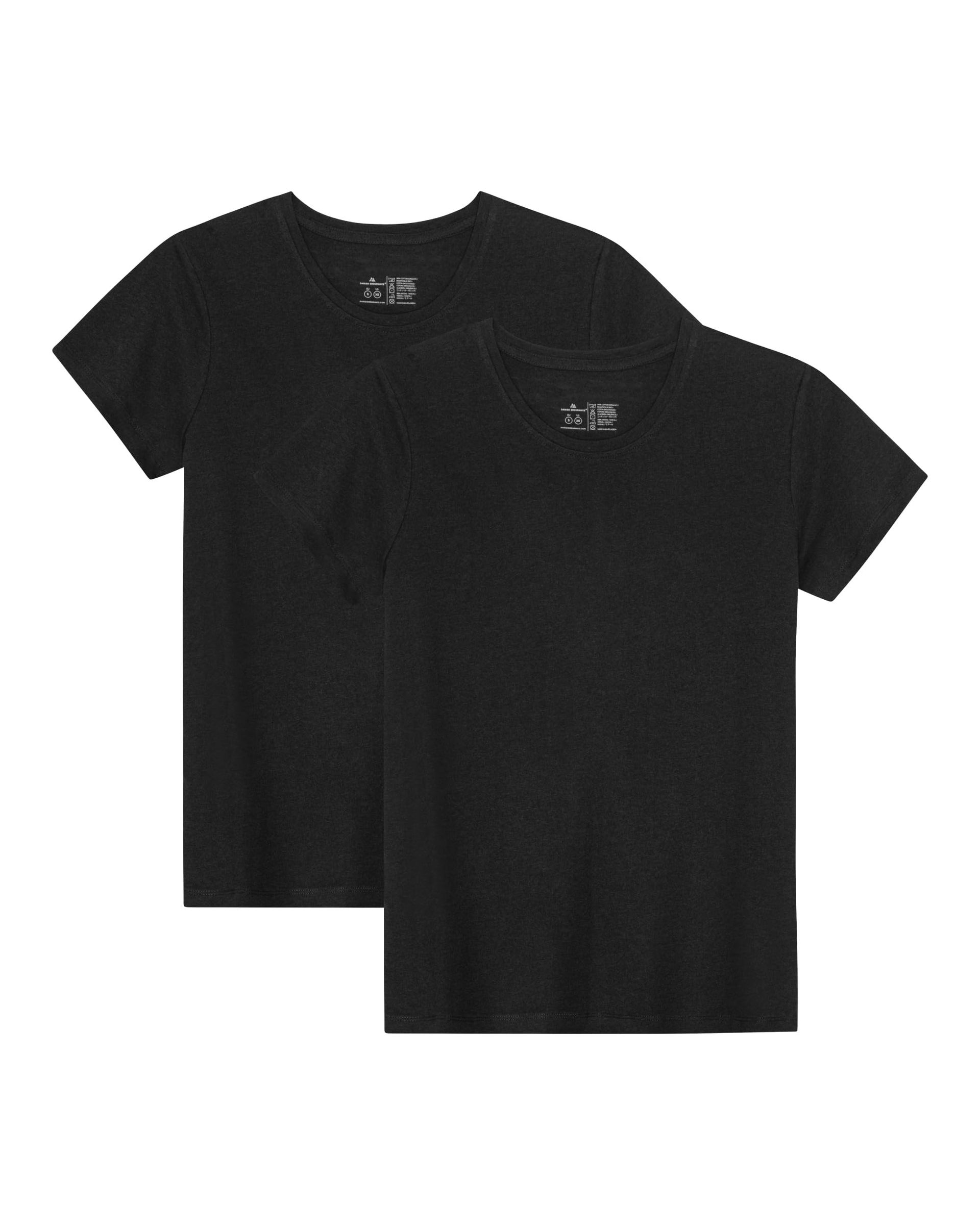 Women's Organic Cotton & Modal Crew Neck T-Shirts Soft Breathable Everyday Wear - Jet Black 2 Pack XL
