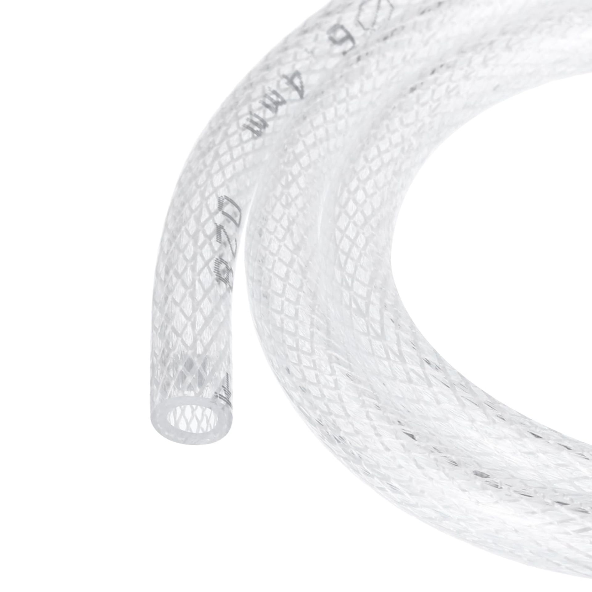 25ft Clear Braided PVC Tubing 9.5mm x 12.7mm Flexible Reinforced Vinyl Hose for Garden Irrigation, Aquarium & Water Transfer