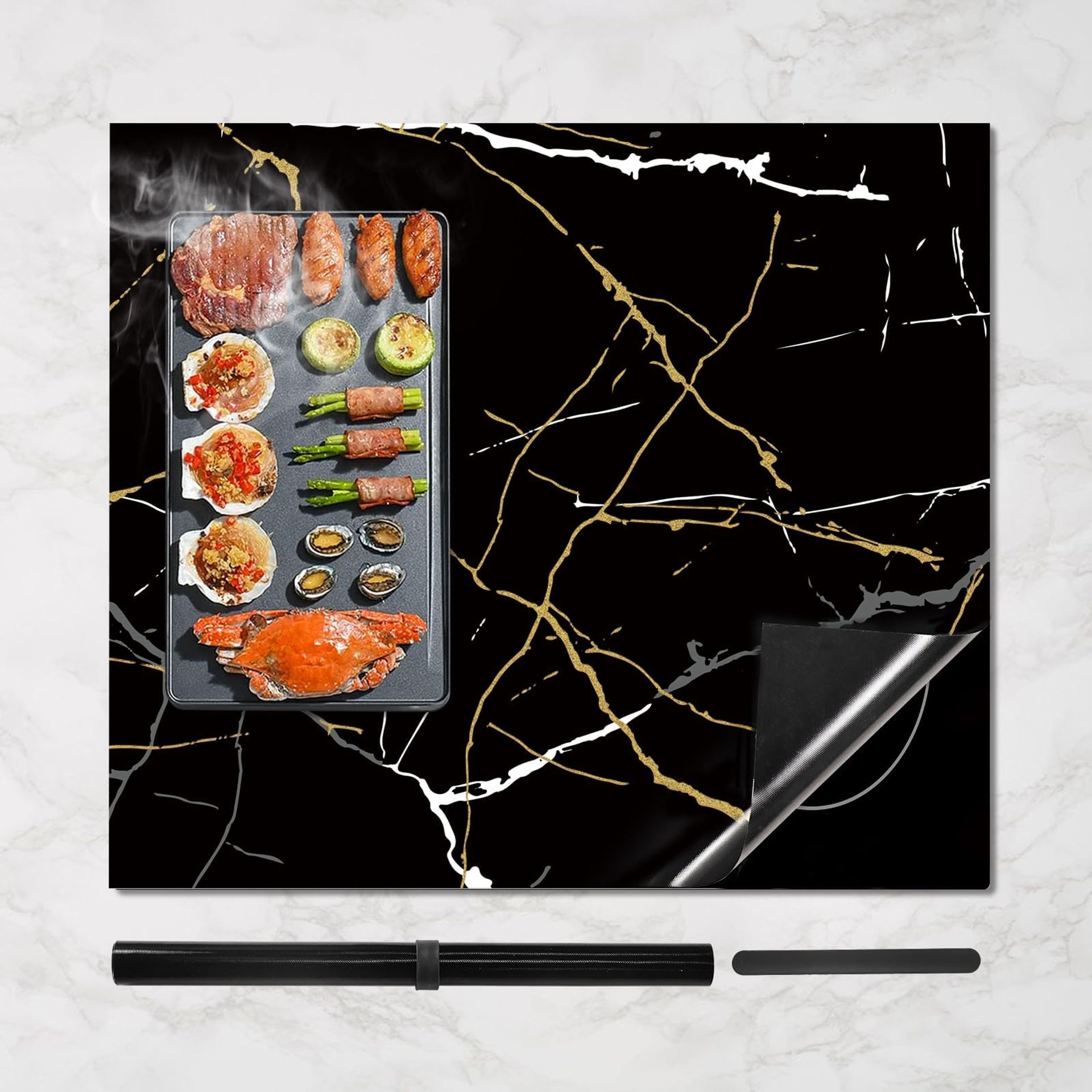 Induction Cooker Protection Mat Non-slip Heat-resistant Silicone Pad for IH Stoves, Scratch-proof & Washable - Type 2 L20 x W20 cm