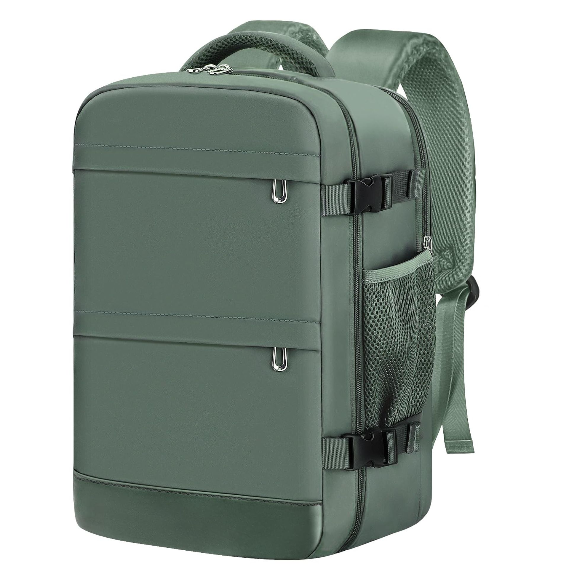 Carry-On Travel Backpack 40x20x25cm Underseat Cabin Bag with Laptop Compartment USB Port Waterproof Design - Green 20L
