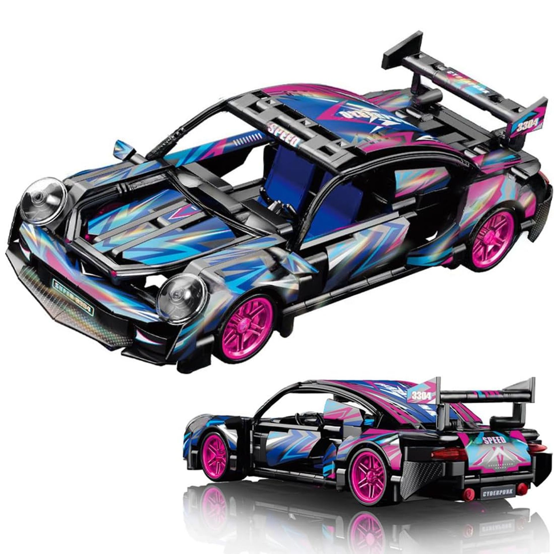 Racing Car Model Building Set 540-Piece 1:18 Scale Supercar Construction Kit for Adults & Teens - Red Sports Car