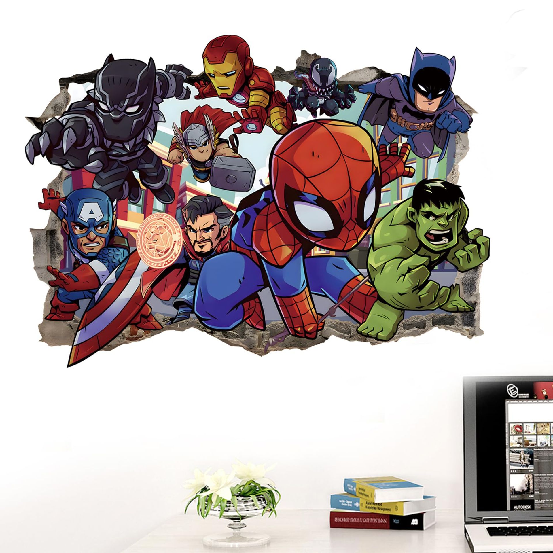 Superheroes Hulk Wall Decals - Kids Bedroom Cartoon Decor 15.7x23.7 Inch