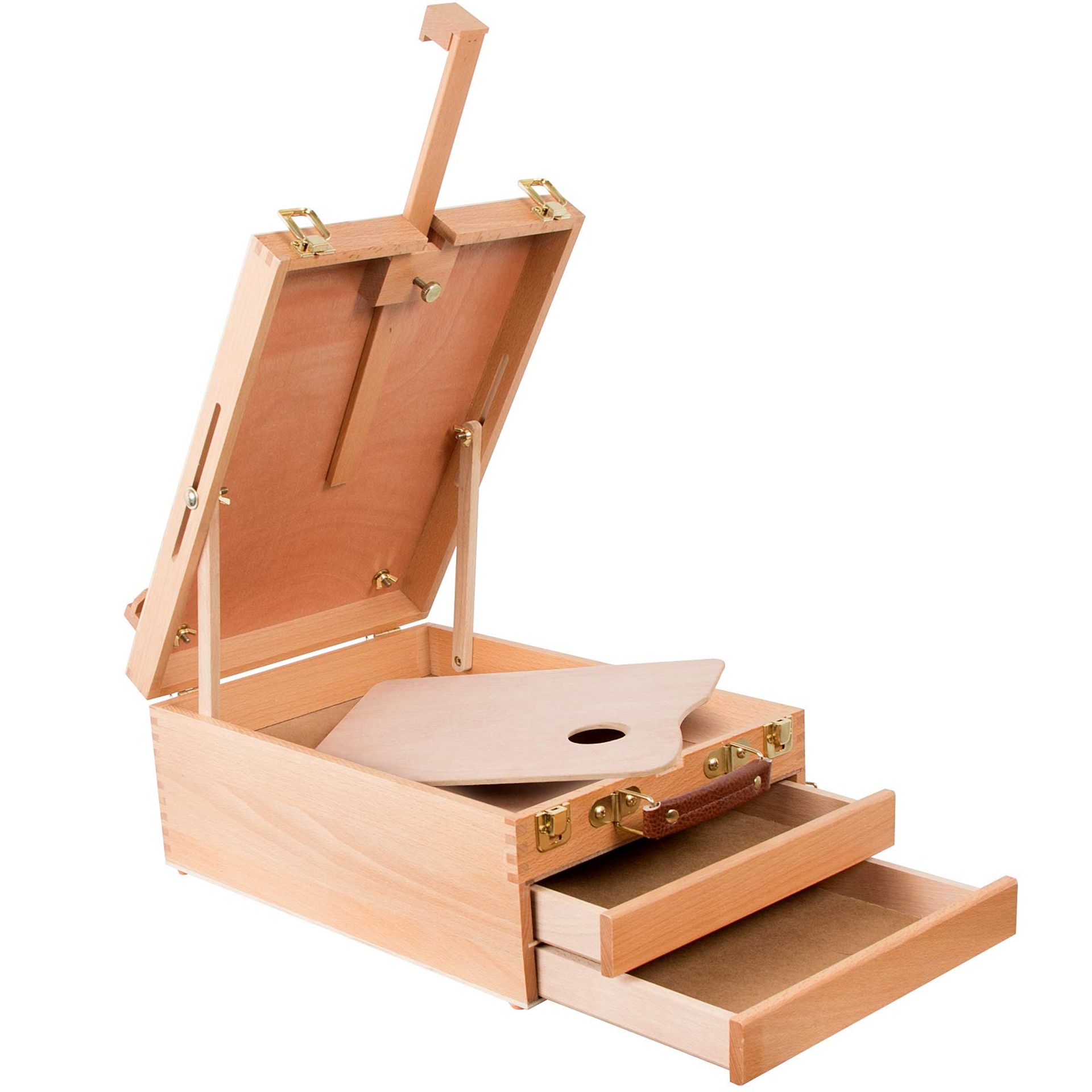Art Supplies Wooden Tabletop Easel with Adjustable Canvas Holder and 2 Storage Drawers - Clear 2-Drawer Box Easel
