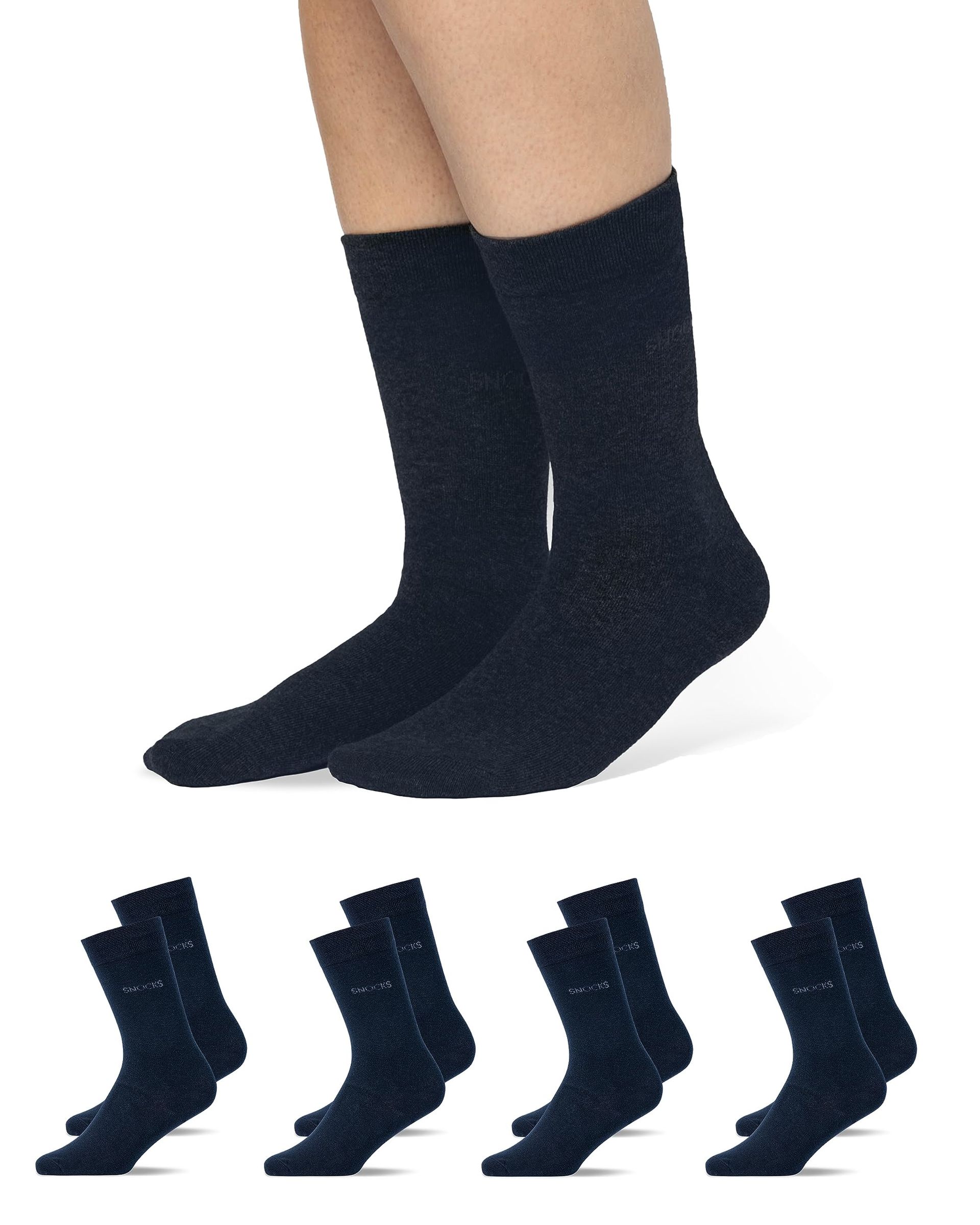 Men's Smart Dress Socks GOTS Certified Organic Cotton Breathable Business Multipack (4 Pairs) - Navy Blue 9-11