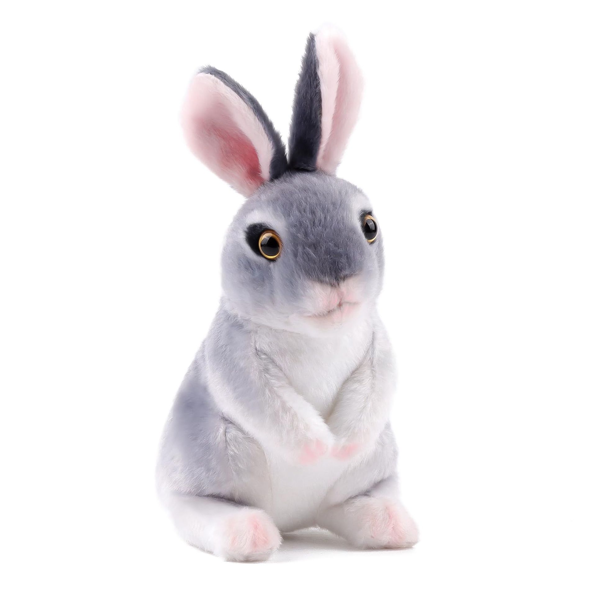 Realistic Rabbit Stuffed Animal Lifelike Bunny Plush Toy with Floppy Ears, Soft and Cuddly Gift for Kids - Grey 7.87''