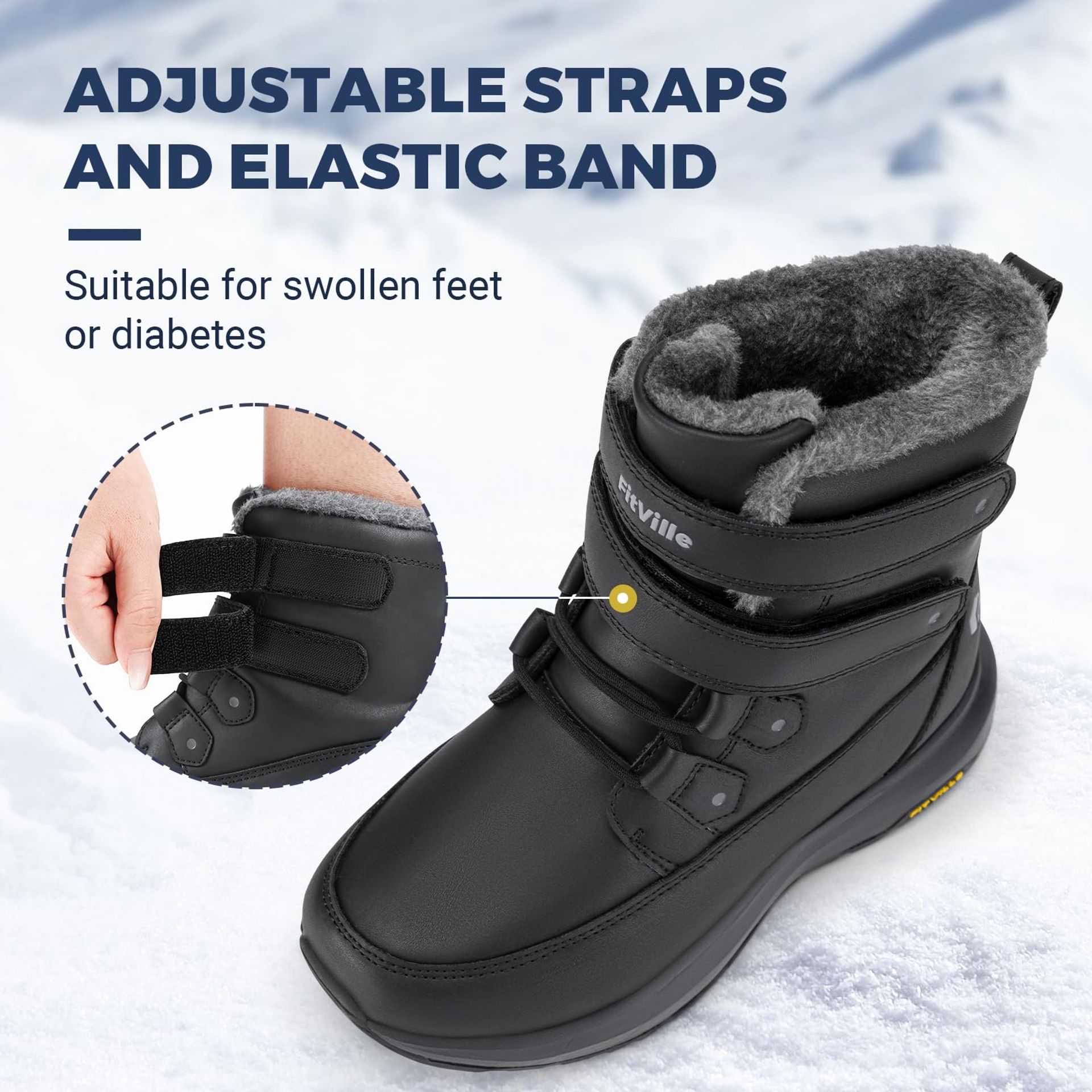 FitVille Women Winter Snow Boots Extra Wide Fur Lined Ankle Boots