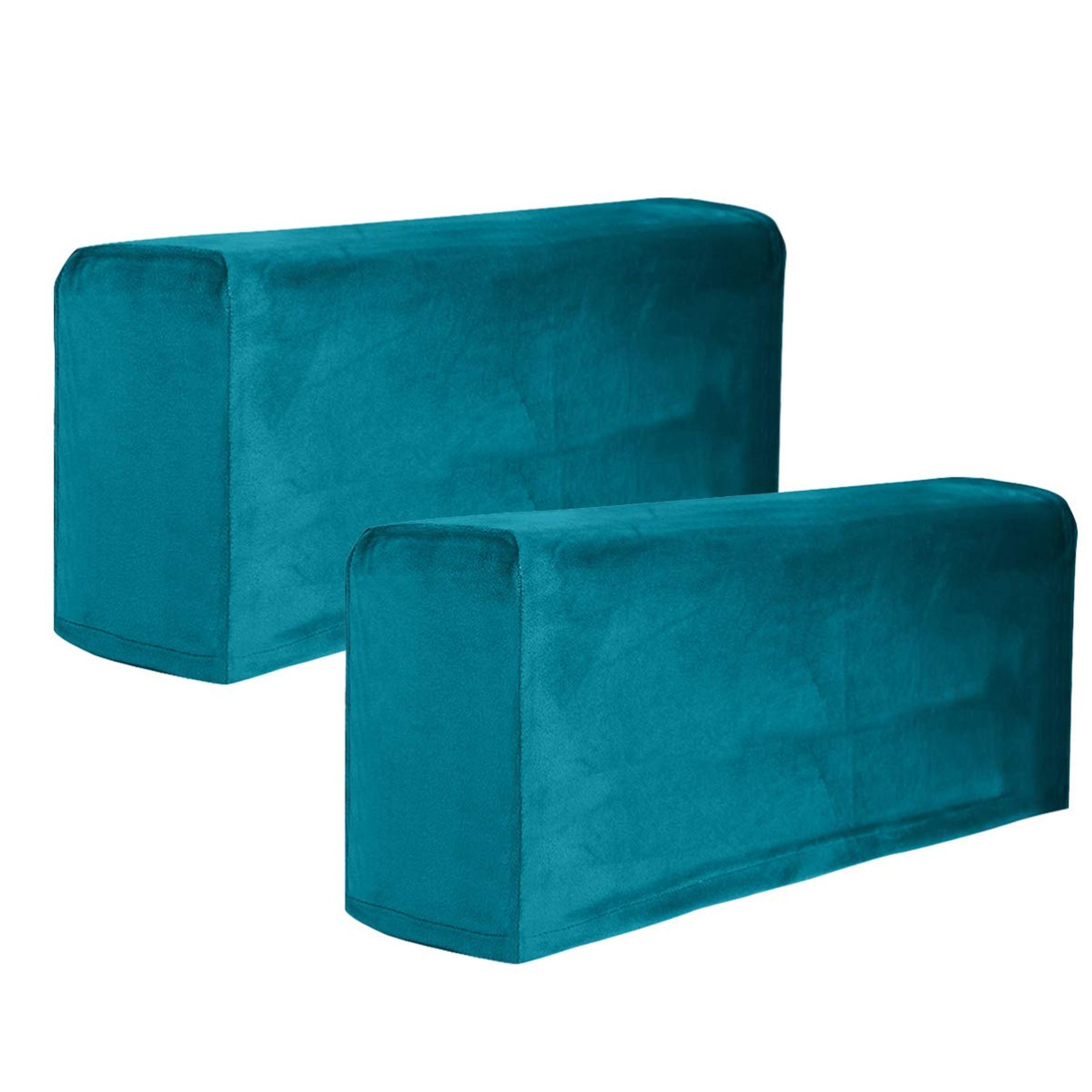 VOSAREA 2pcs Blue Stretch Armrest Covers - Anti-Slip Furniture Protector for Armchairs & Sofas