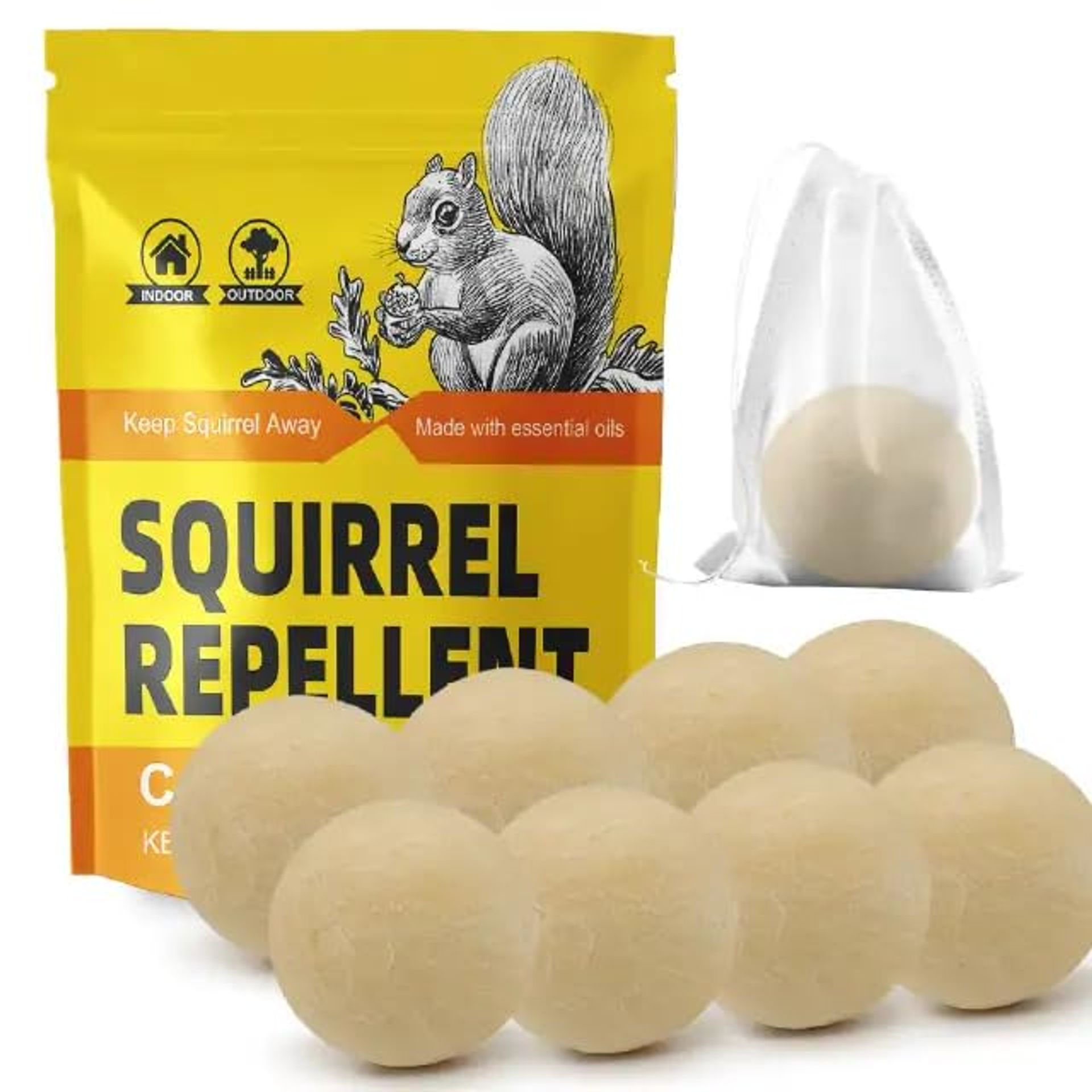 Squirrel Repellent Outdoor Chipmunk Deterrent for Garden, Attic & Garage Pack of 8 - Yellow 2.5 g