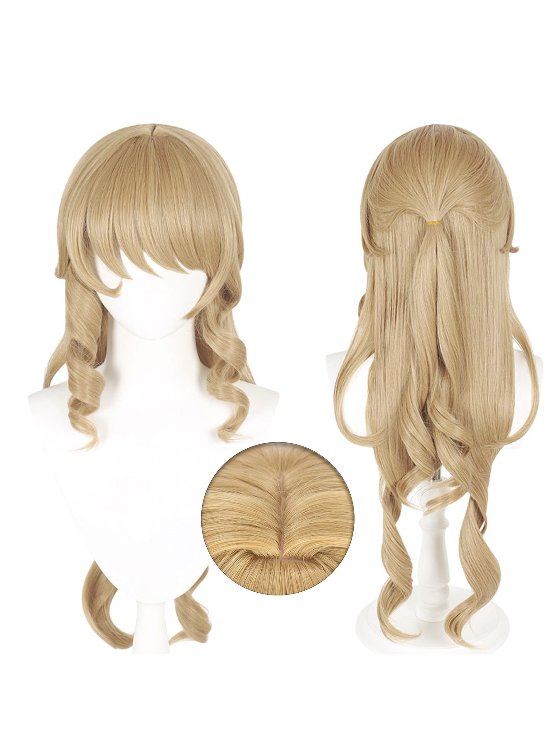 Genshin Impact Navia Cosplay Wig Long Wavy Heat-Resistant Synthetic Hair - Golden Navia