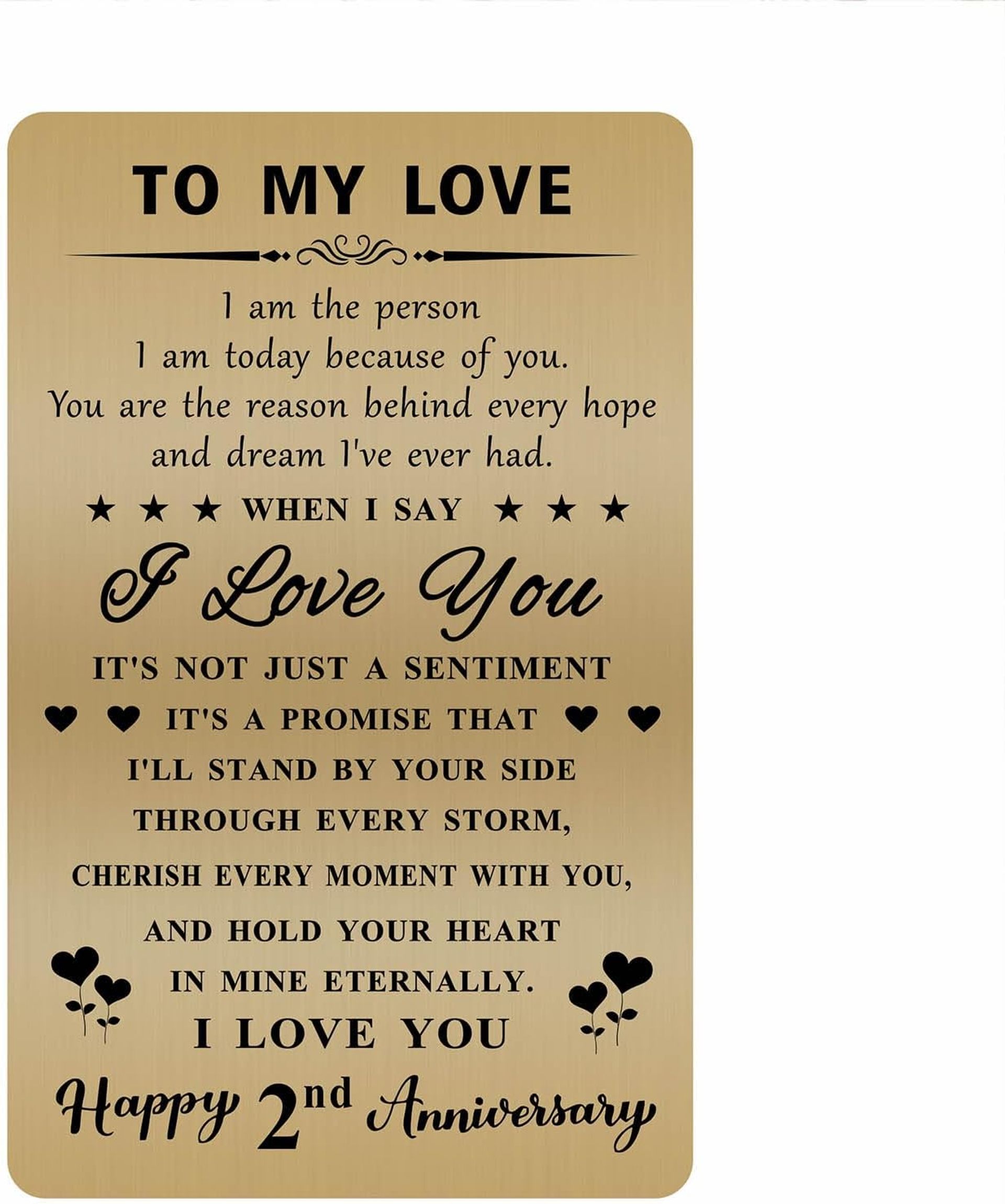 Happy 2nd Anniversary Card for Husband or Wife - Thoughtful Wedding Gift